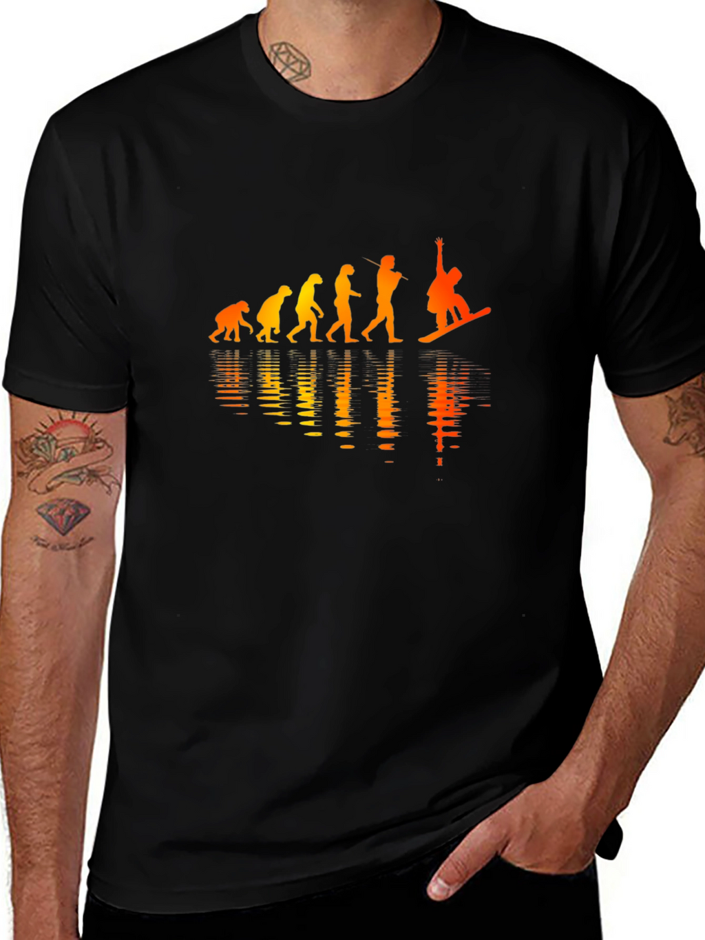 Evolution of Snowboarding Black Graphic Tee