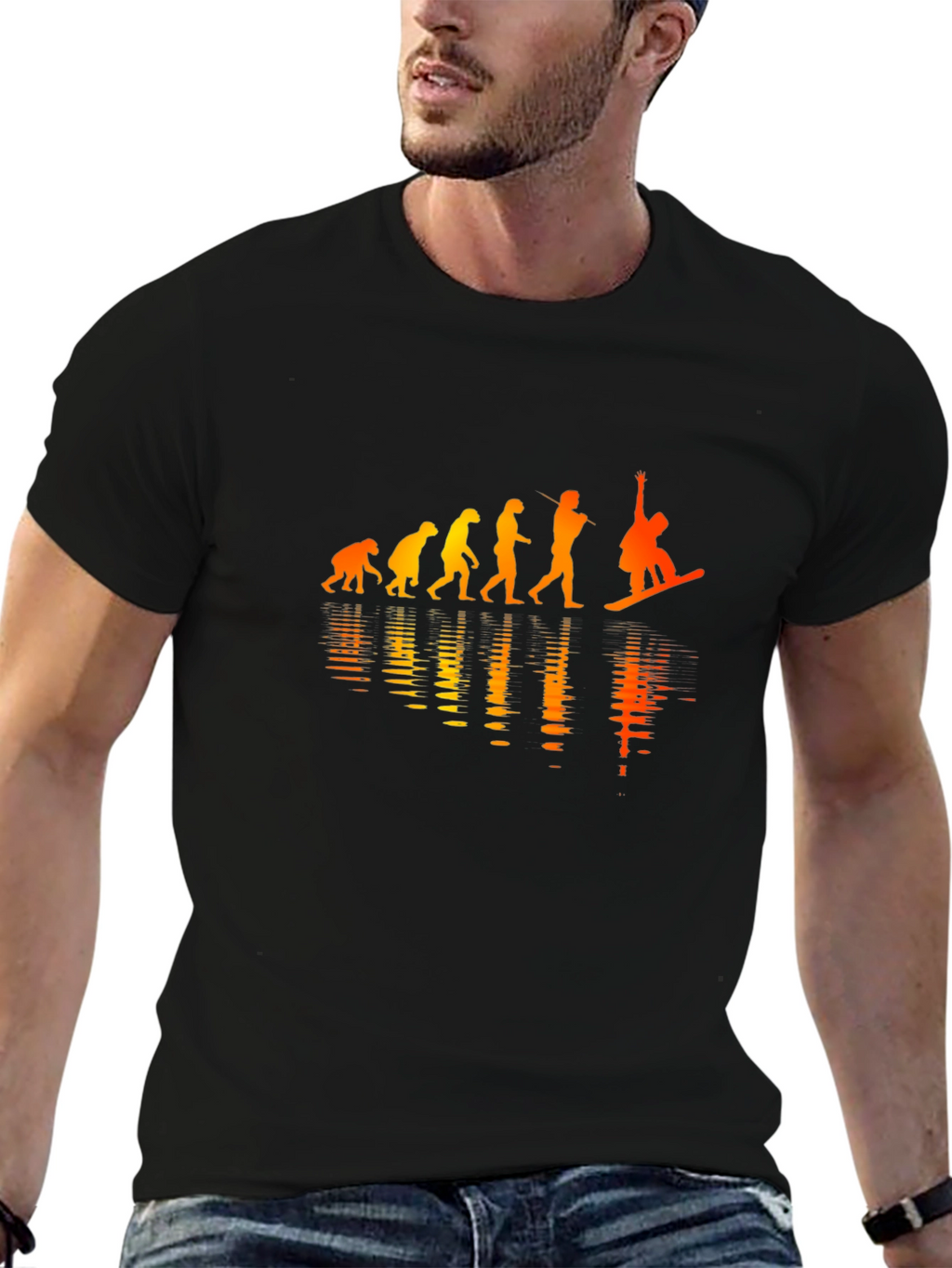 Evolution of Snowboarding Black Graphic Tee