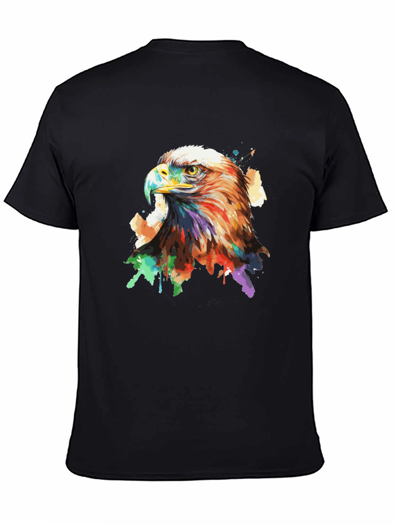 Eagle Watercolor Graphic Tee - Mens Black T-Shirt