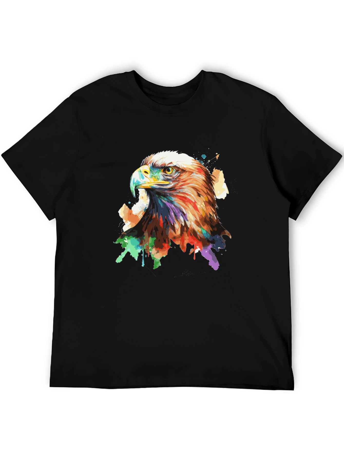Eagle Watercolor Graphic Tee - Mens Black T-Shirt
