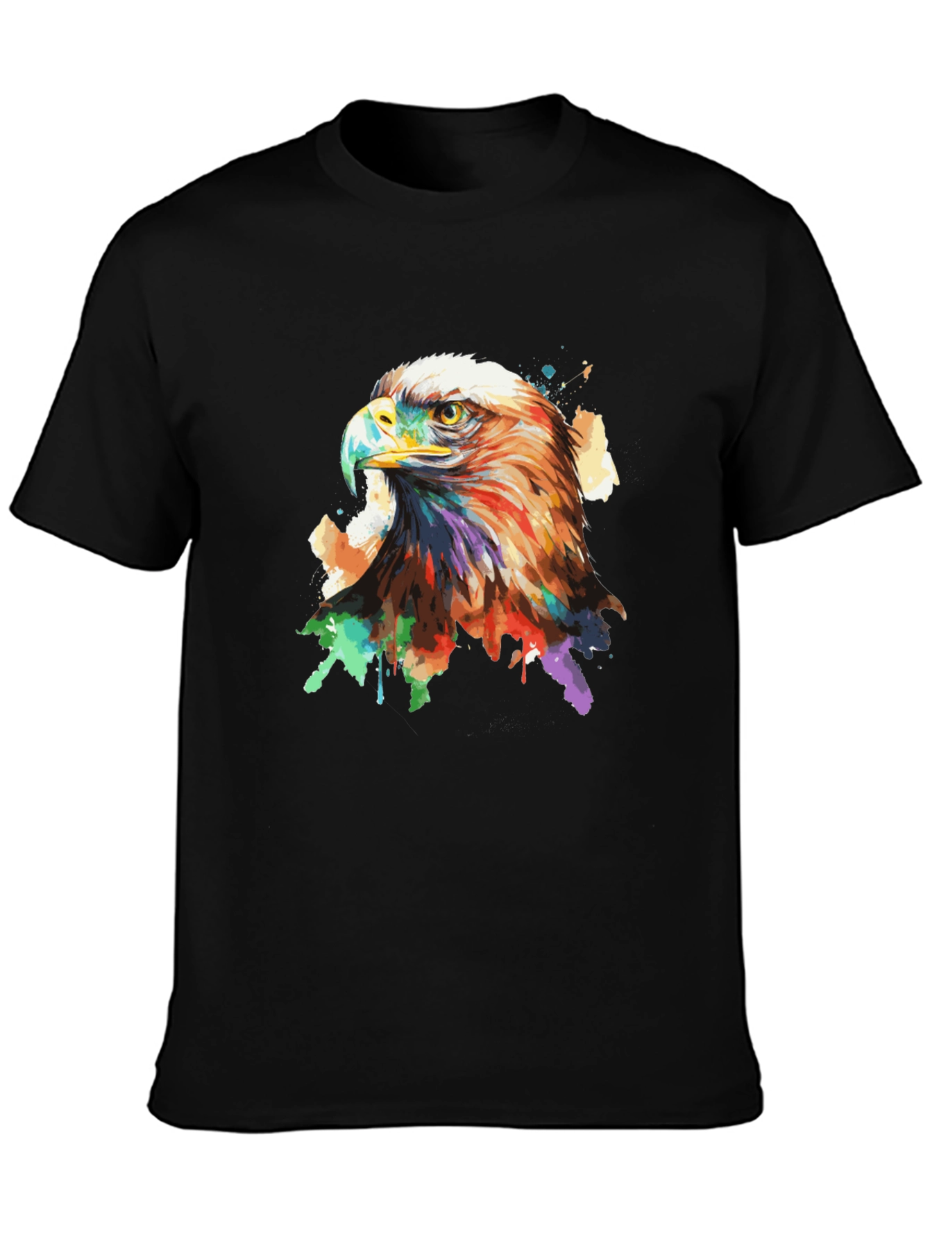 Eagle Watercolor Graphic Tee - Mens Black T-Shirt