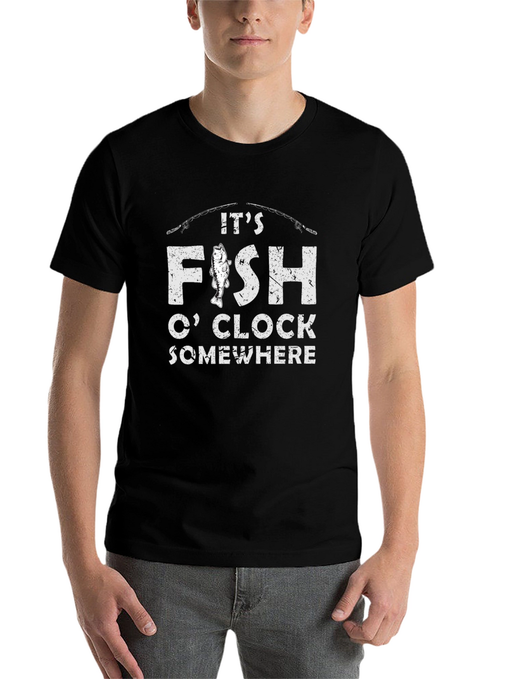 Its Fish OClock Somewhere Black Graphic Tee