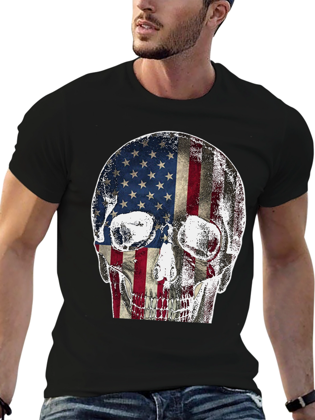 American Flag Skull Graphic Tee