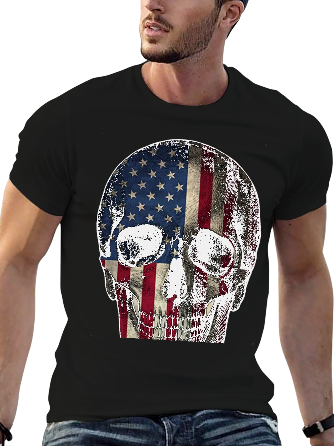 American Flag Skull Graphic Tee