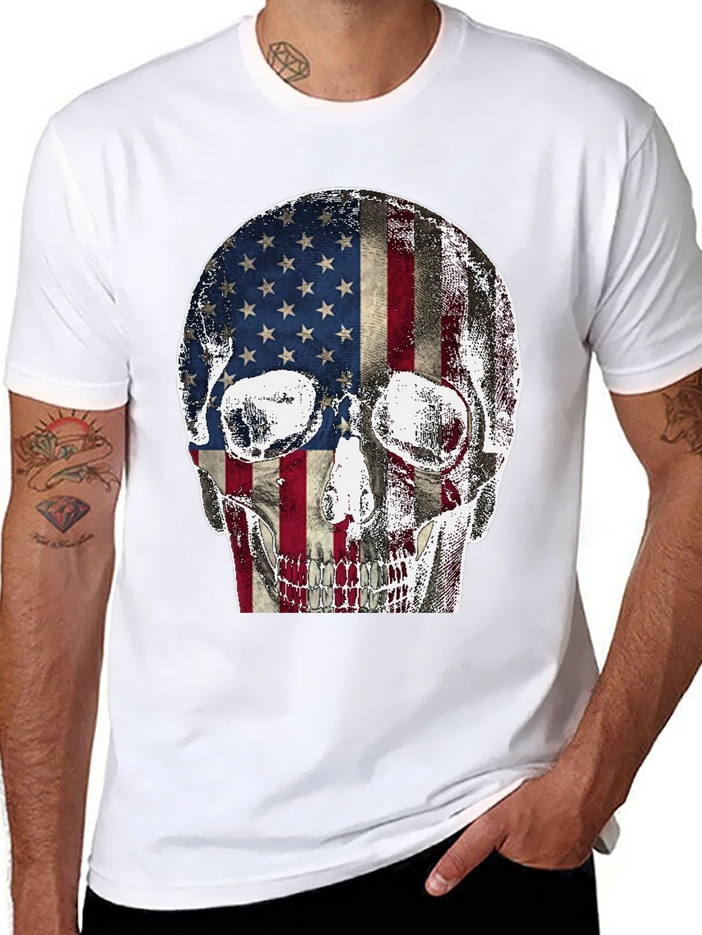 American Flag Skull Graphic Tee
