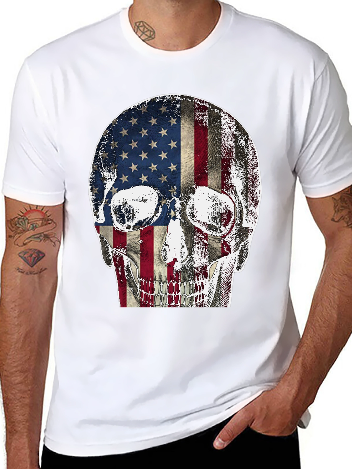 American Flag Skull Graphic Tee