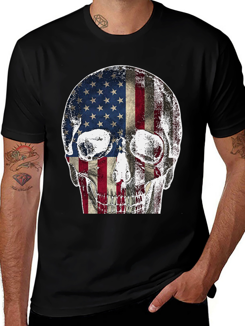 American Flag Skull Graphic Tee