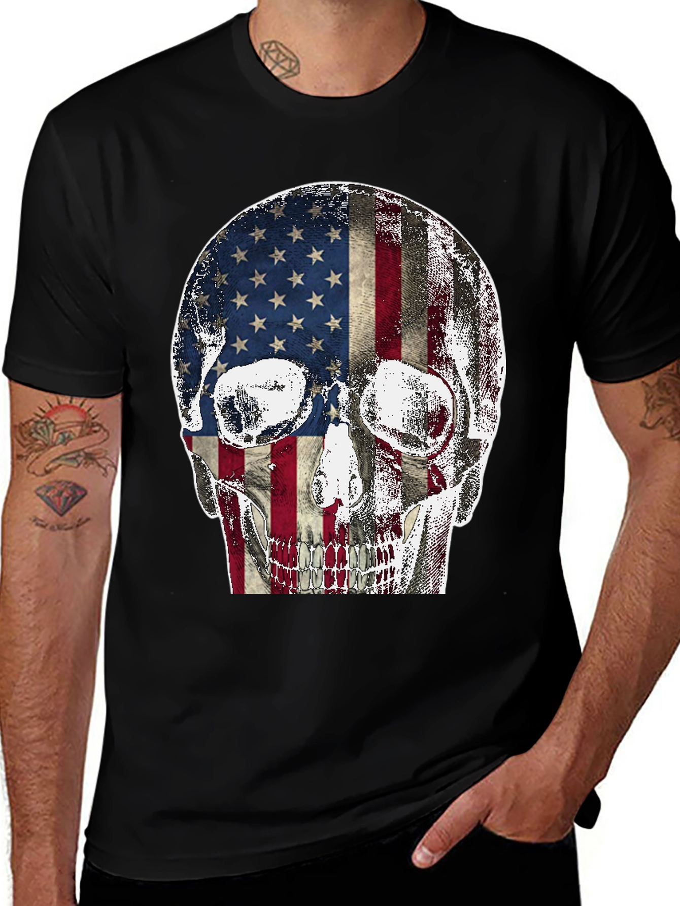 American Flag Skull Graphic Tee