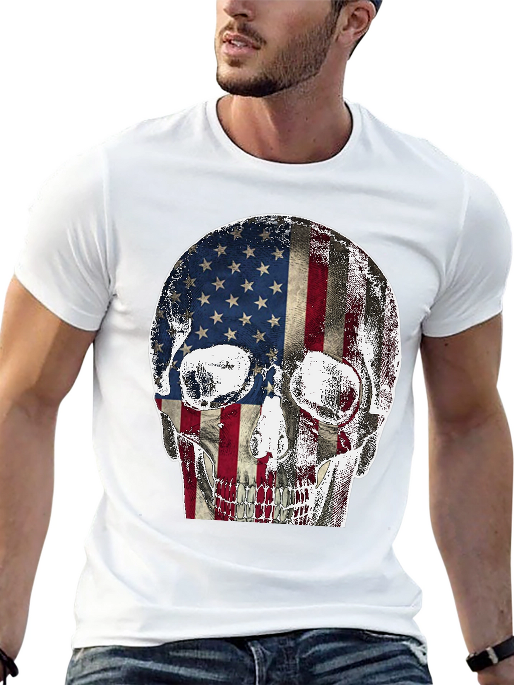 American Flag Skull Graphic Tee