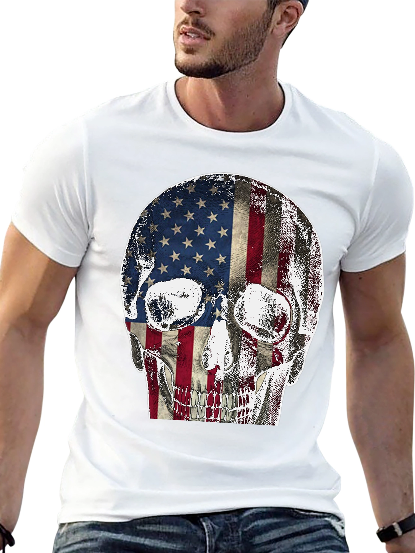 American Flag Skull Graphic Tee