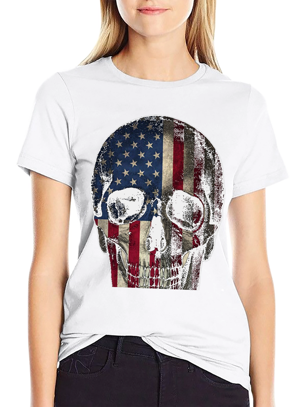 American Flag Skull Graphic Tee