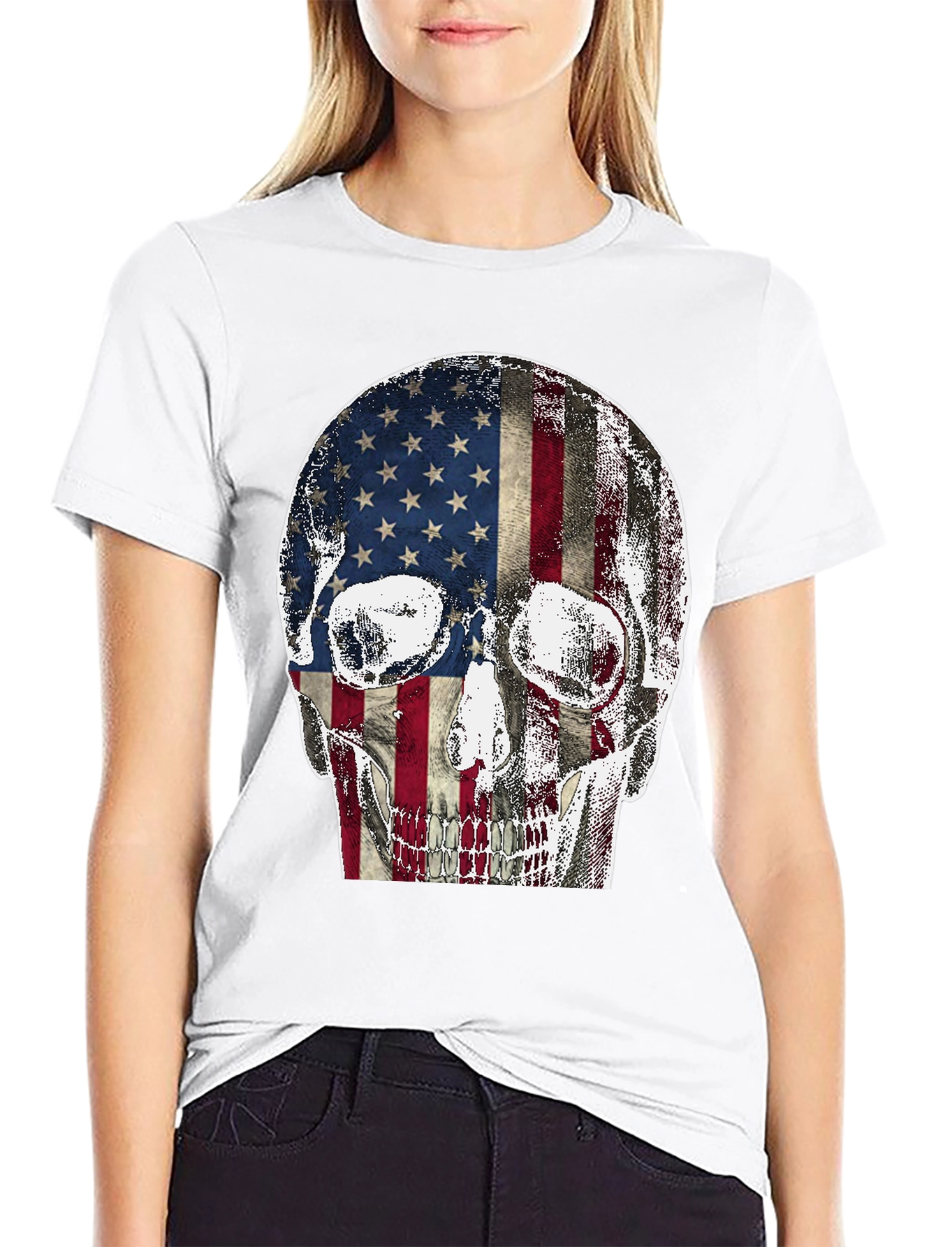 American Flag Skull Graphic Tee