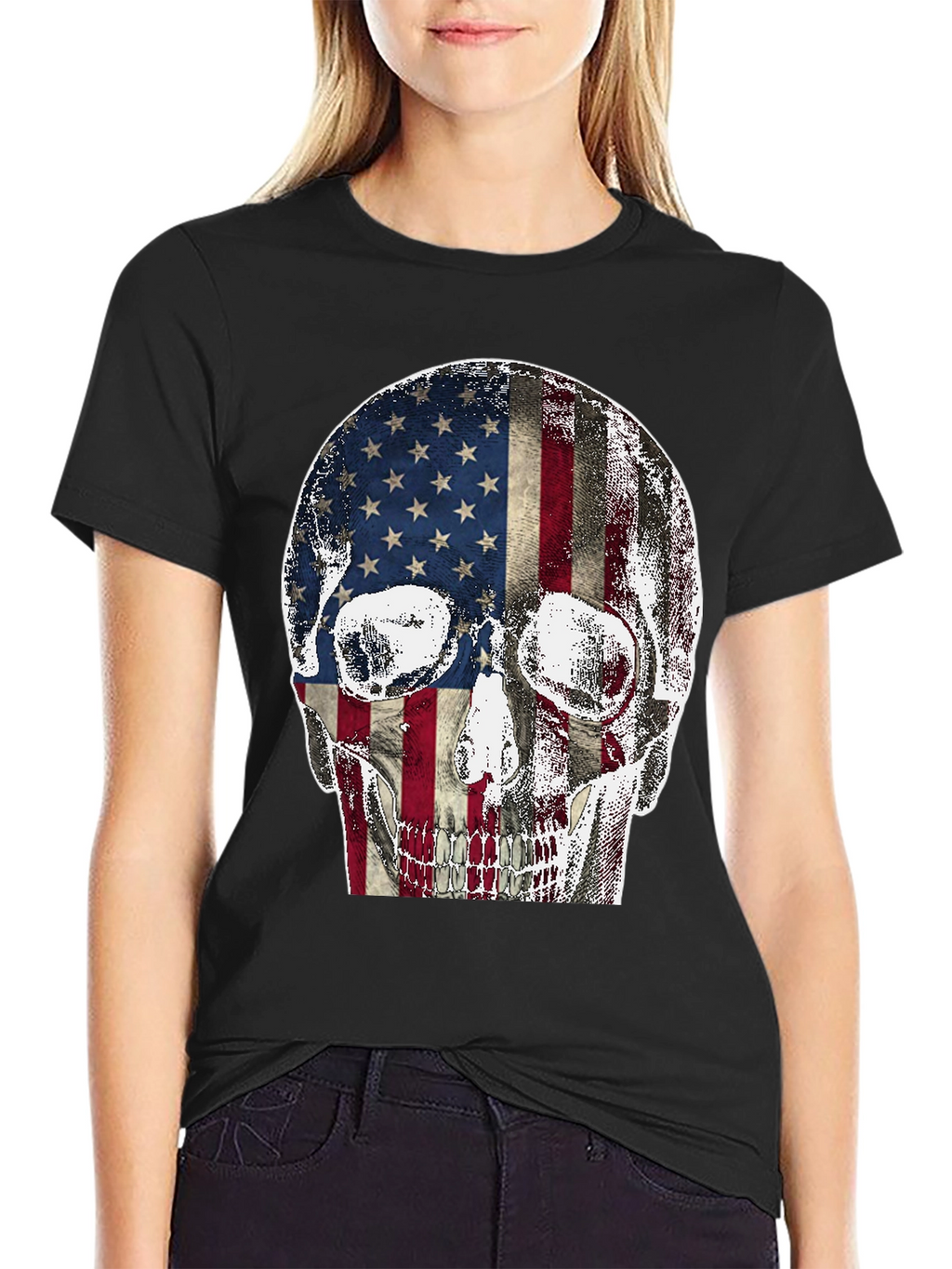 American Flag Skull Graphic Tee