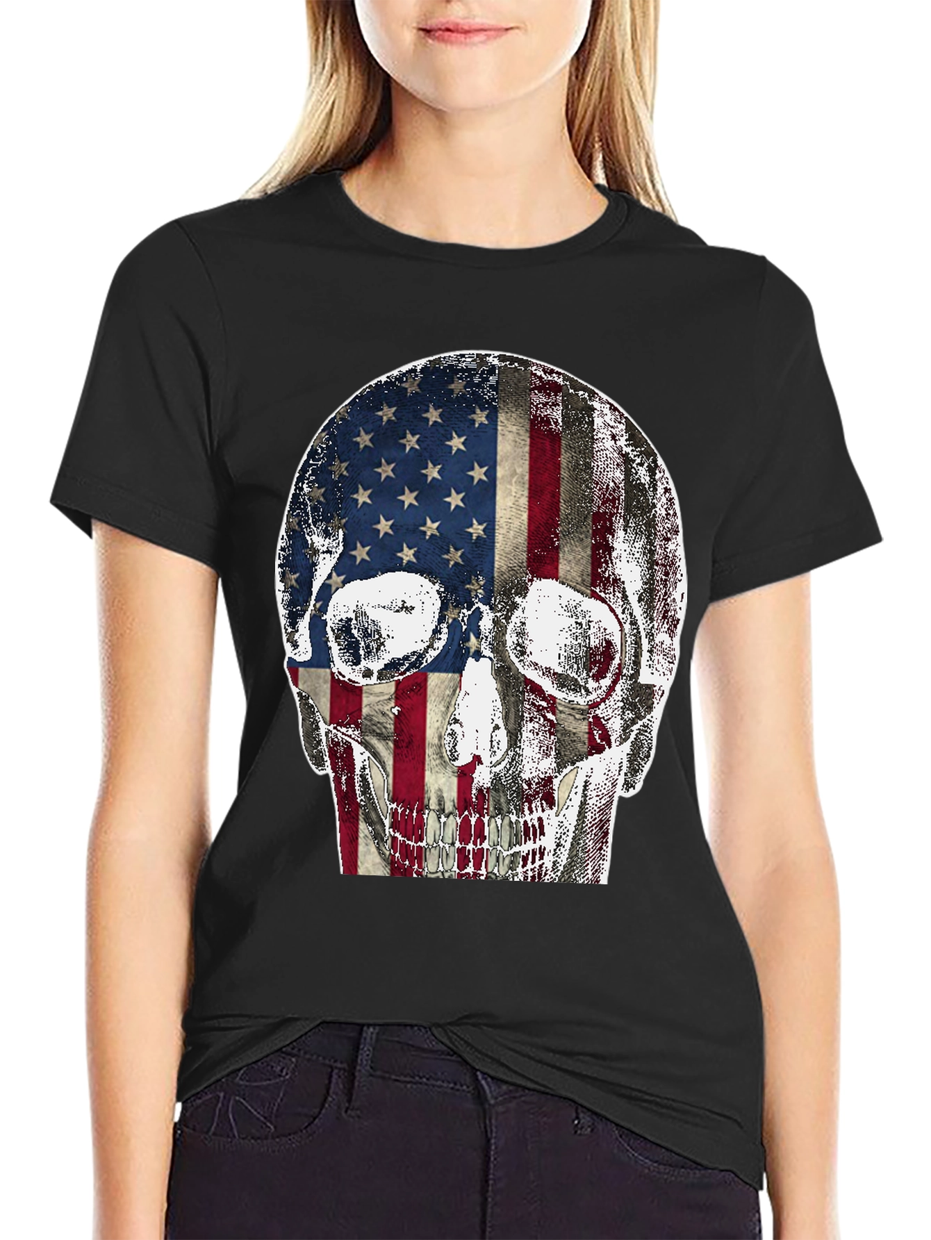 American Flag Skull Graphic Tee