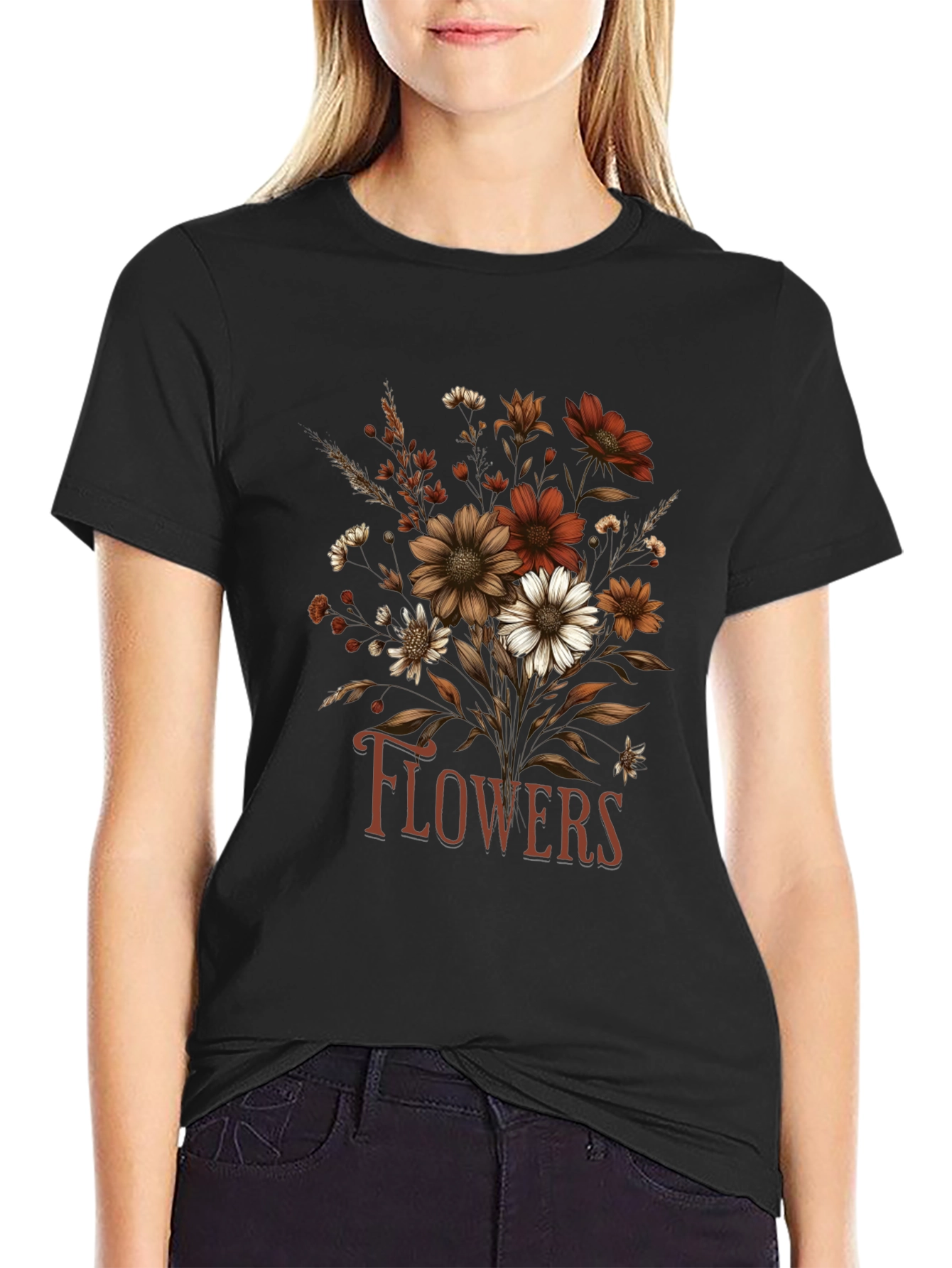 Floral Graphic Print Tee - Vintage Style