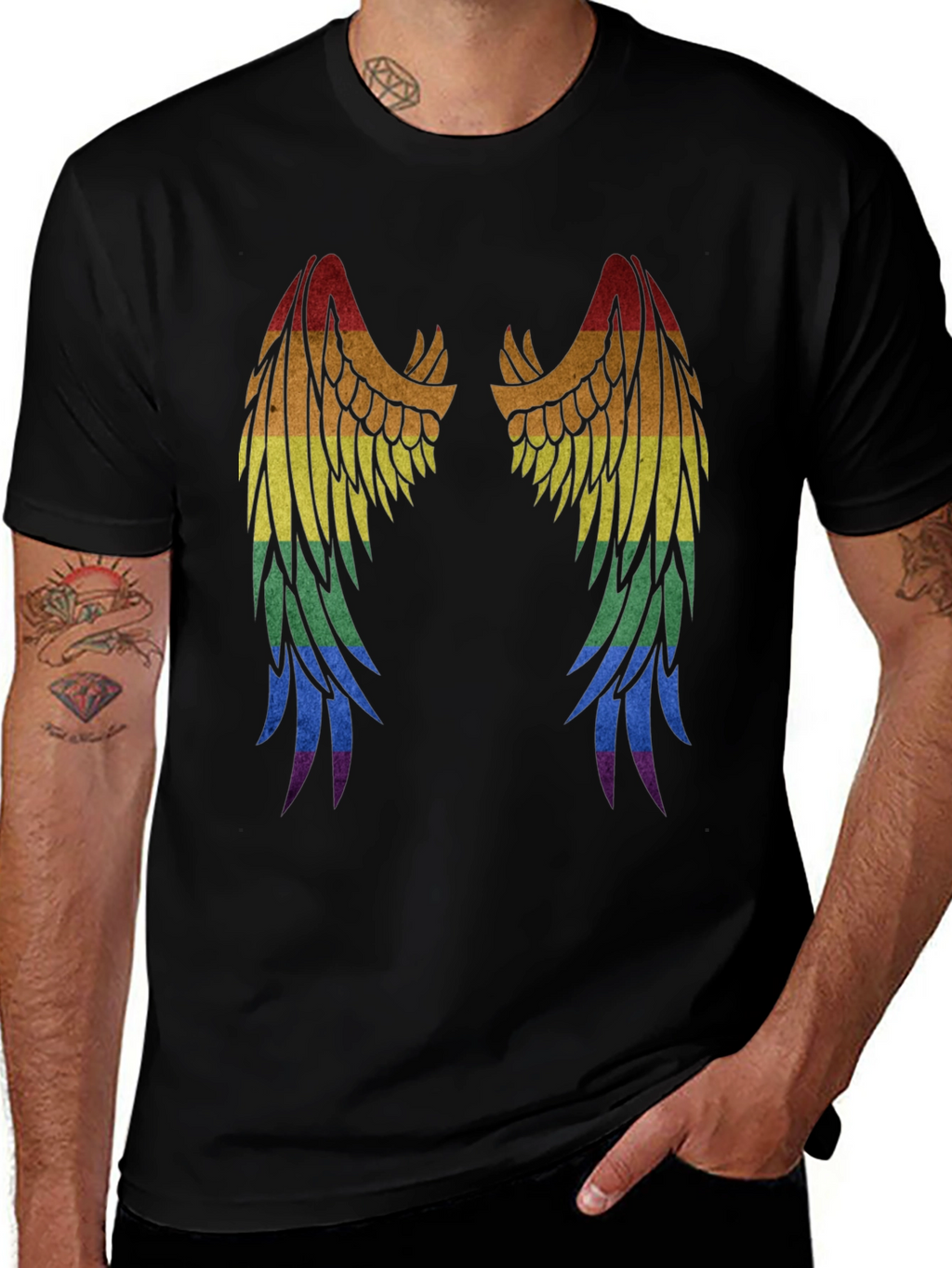 Rainbow Wings Graphic T-Shirt