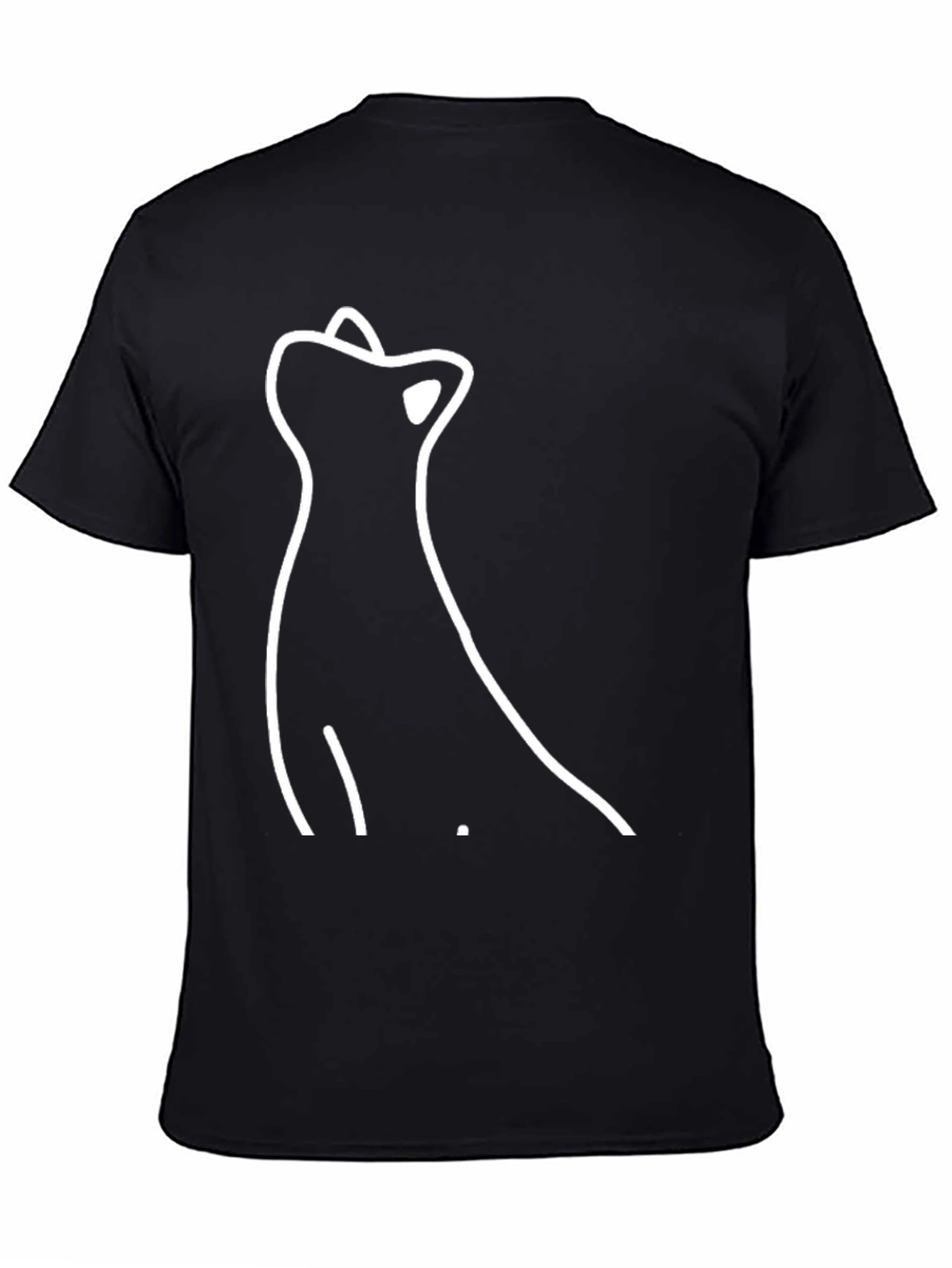 Minimalist Cat Silhouette Black T-Shirt