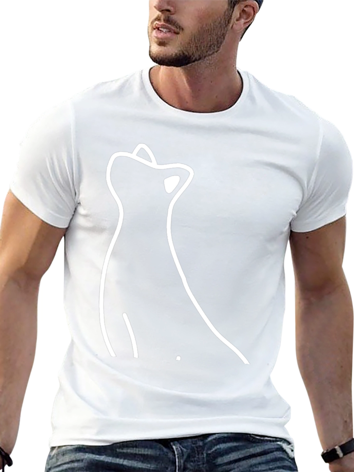 Minimalist Cat Silhouette Black T-Shirt