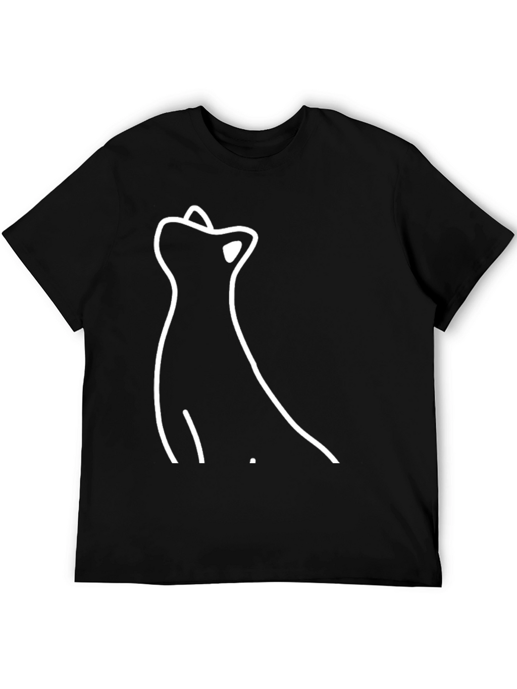 Minimalist Cat Silhouette Black T-Shirt
