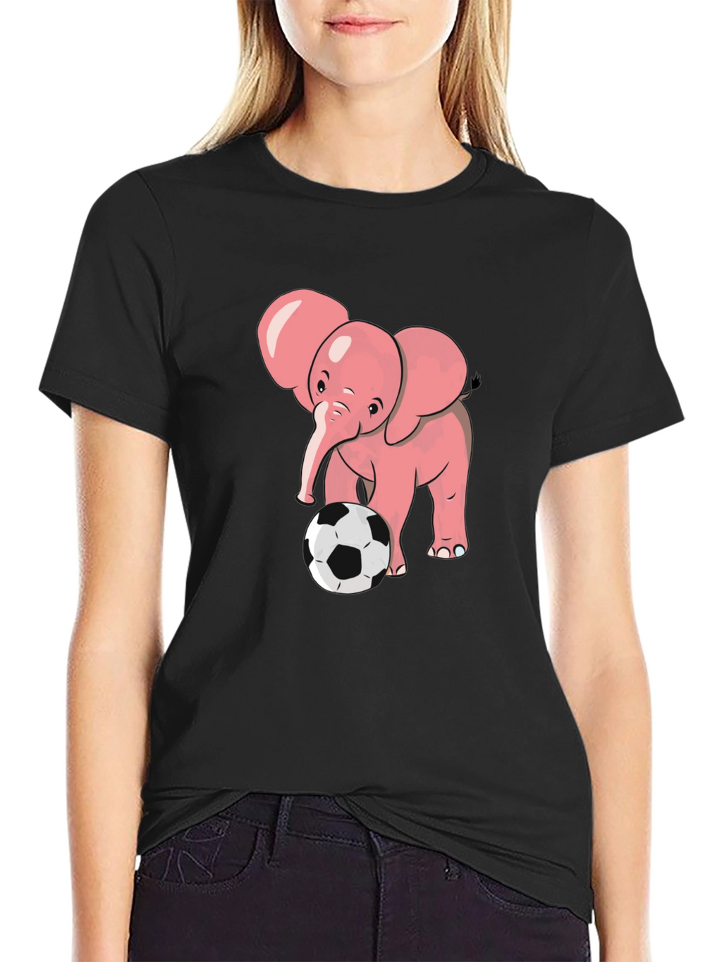 Cute Elephant Soccer T-Shirt - Black
