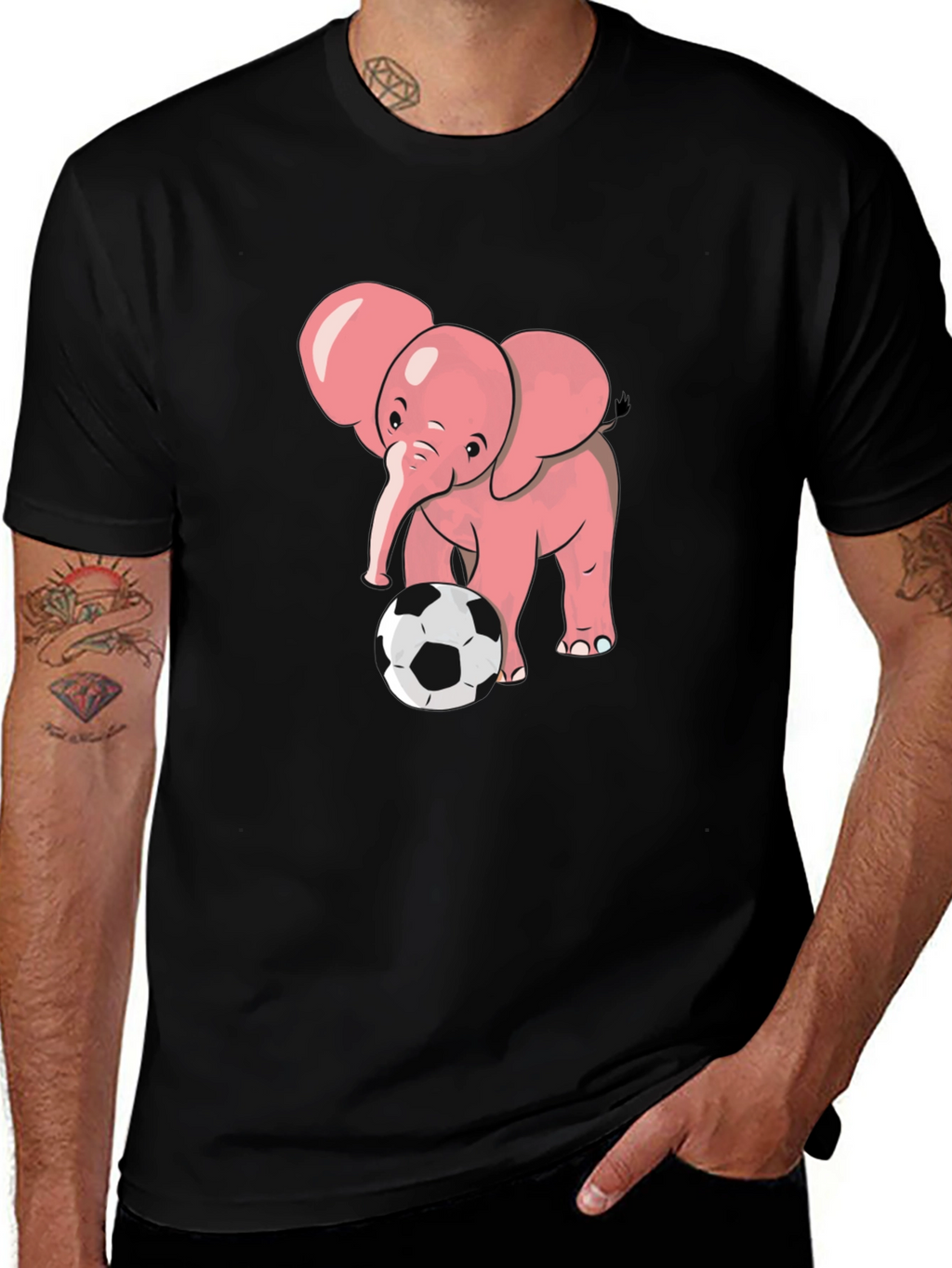 Cute Elephant Soccer T-Shirt - Black