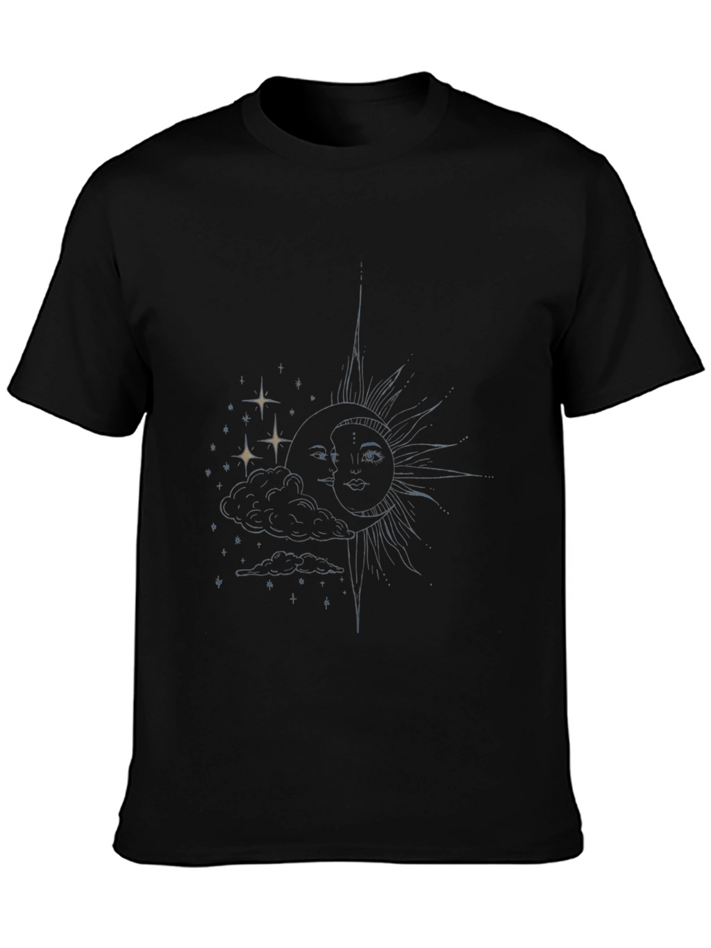 Celestial Sun & Moon Graphic Tee - Black