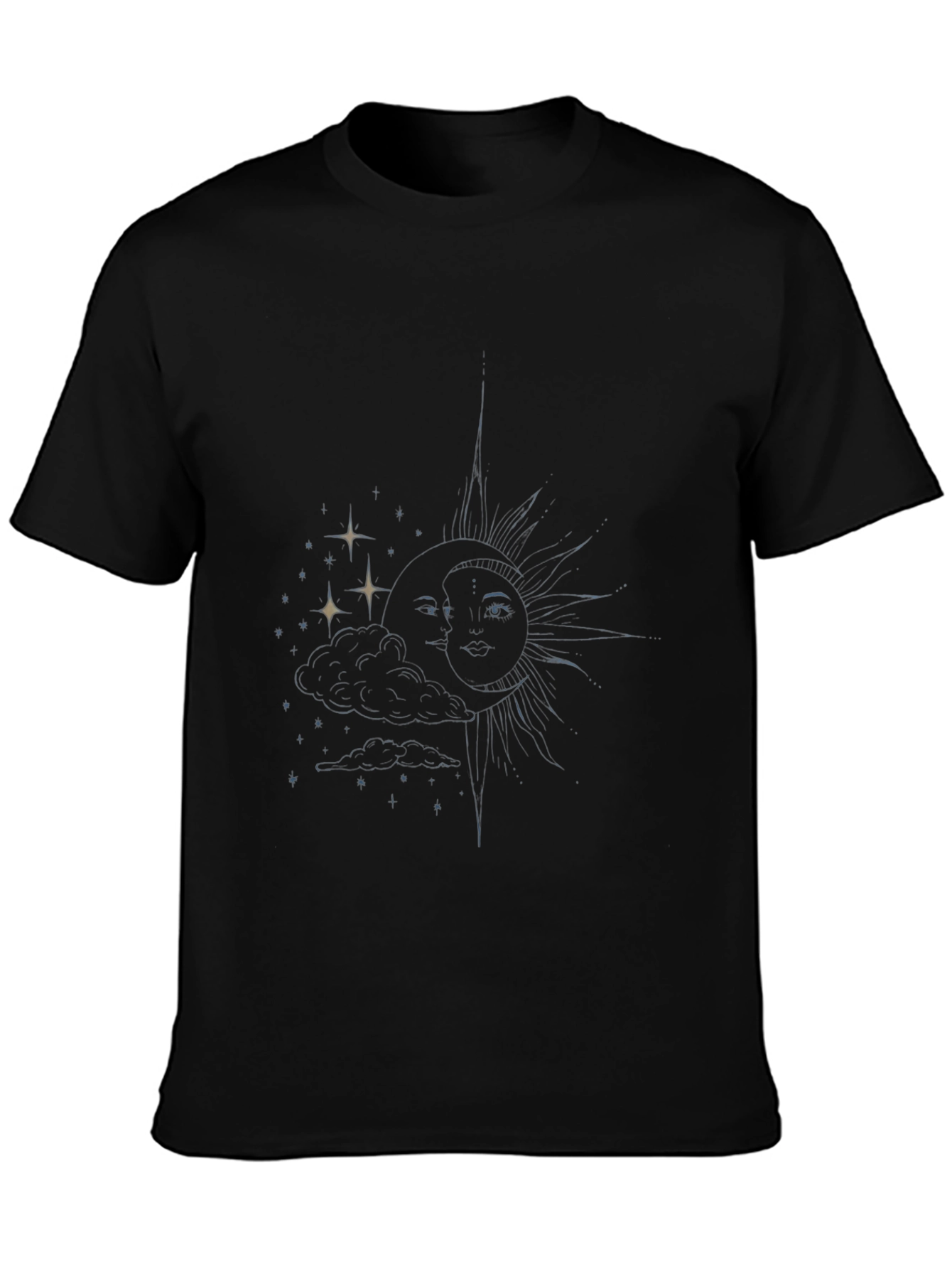 Celestial Sun & Moon Graphic Tee - Black