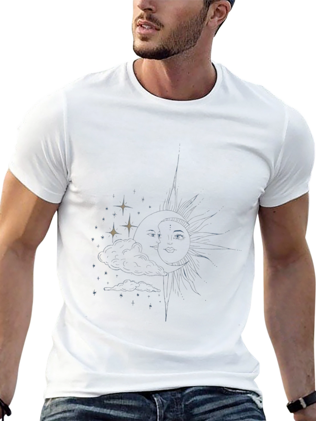 Celestial Sun & Moon Graphic Tee - Black
