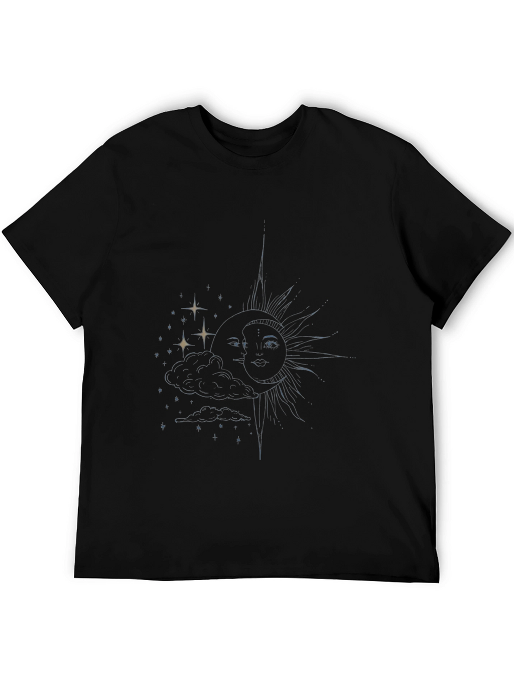 Celestial Sun & Moon Graphic Tee - Black
