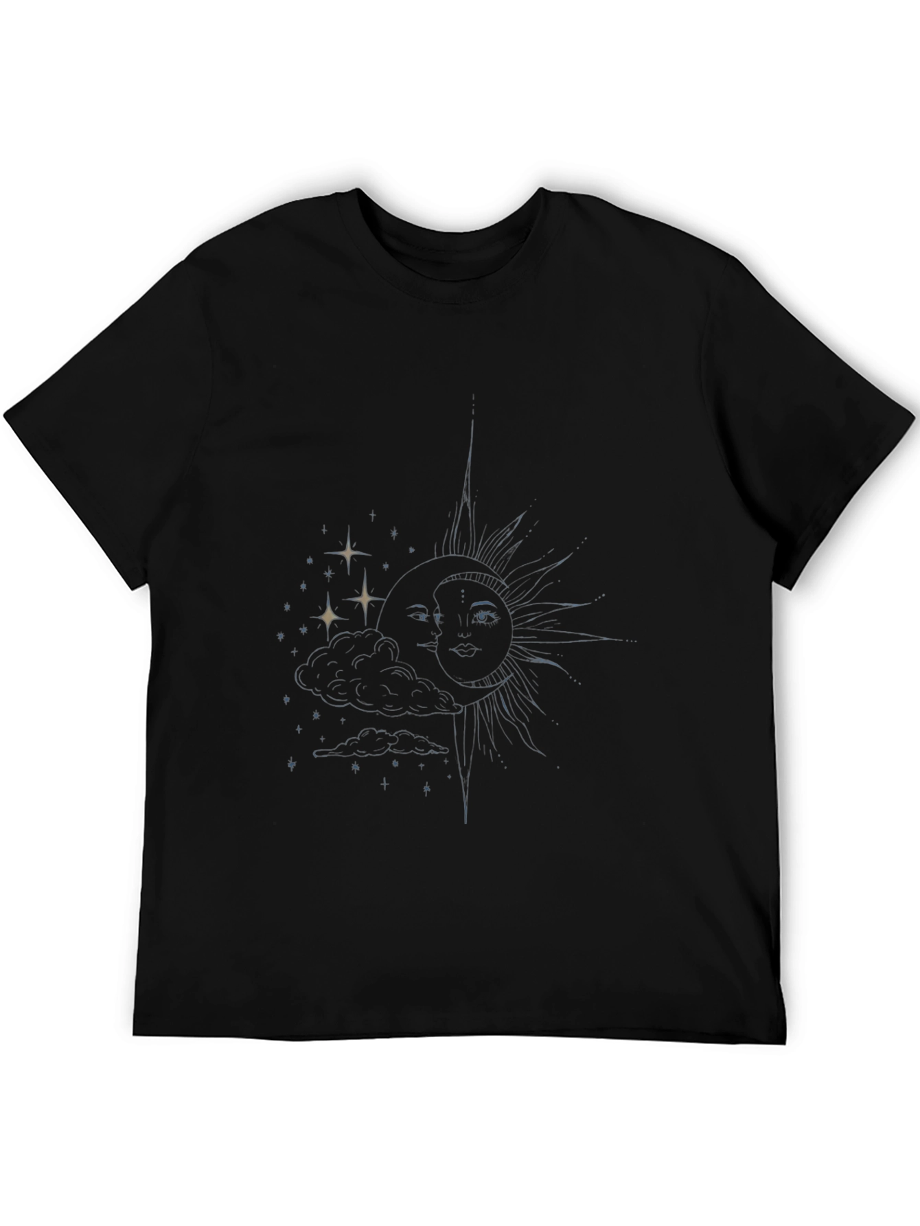Celestial Sun & Moon Graphic Tee - Black