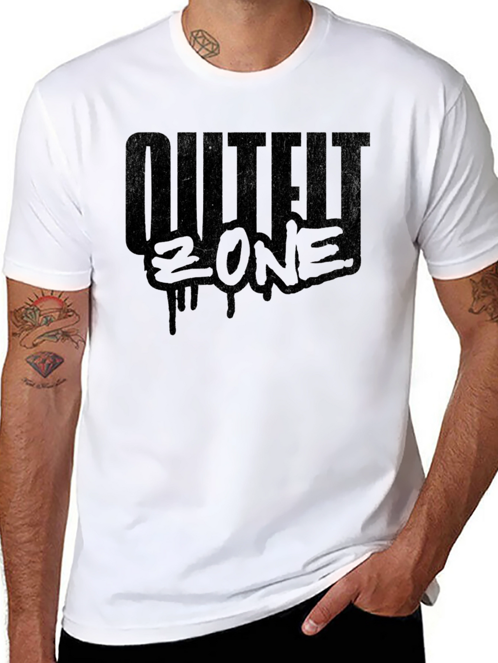 OUTLIER ZONE Black Graphic Print Mens T-Shirt