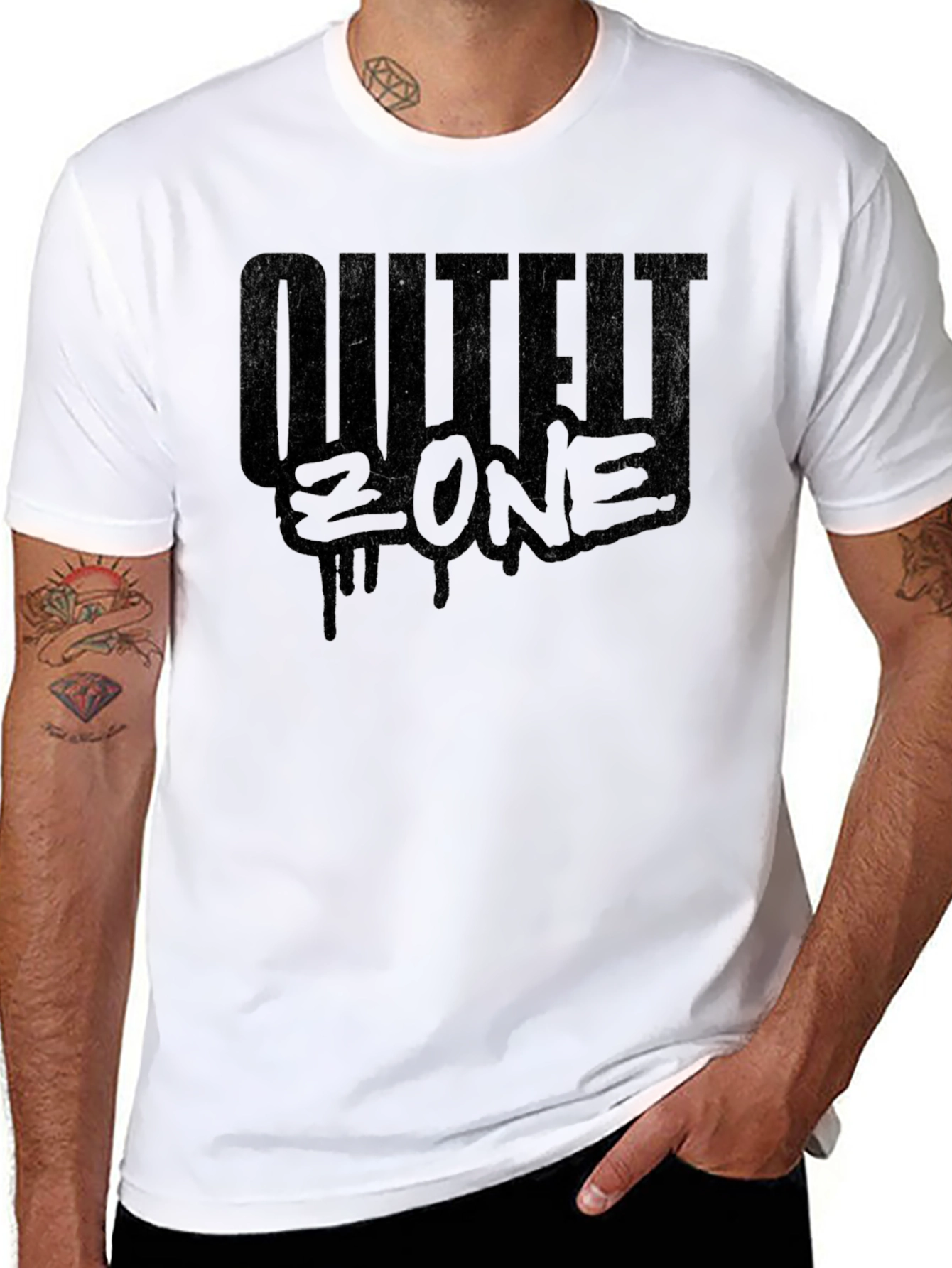 OUTLIER ZONE Black Graphic Print Mens T-Shirt