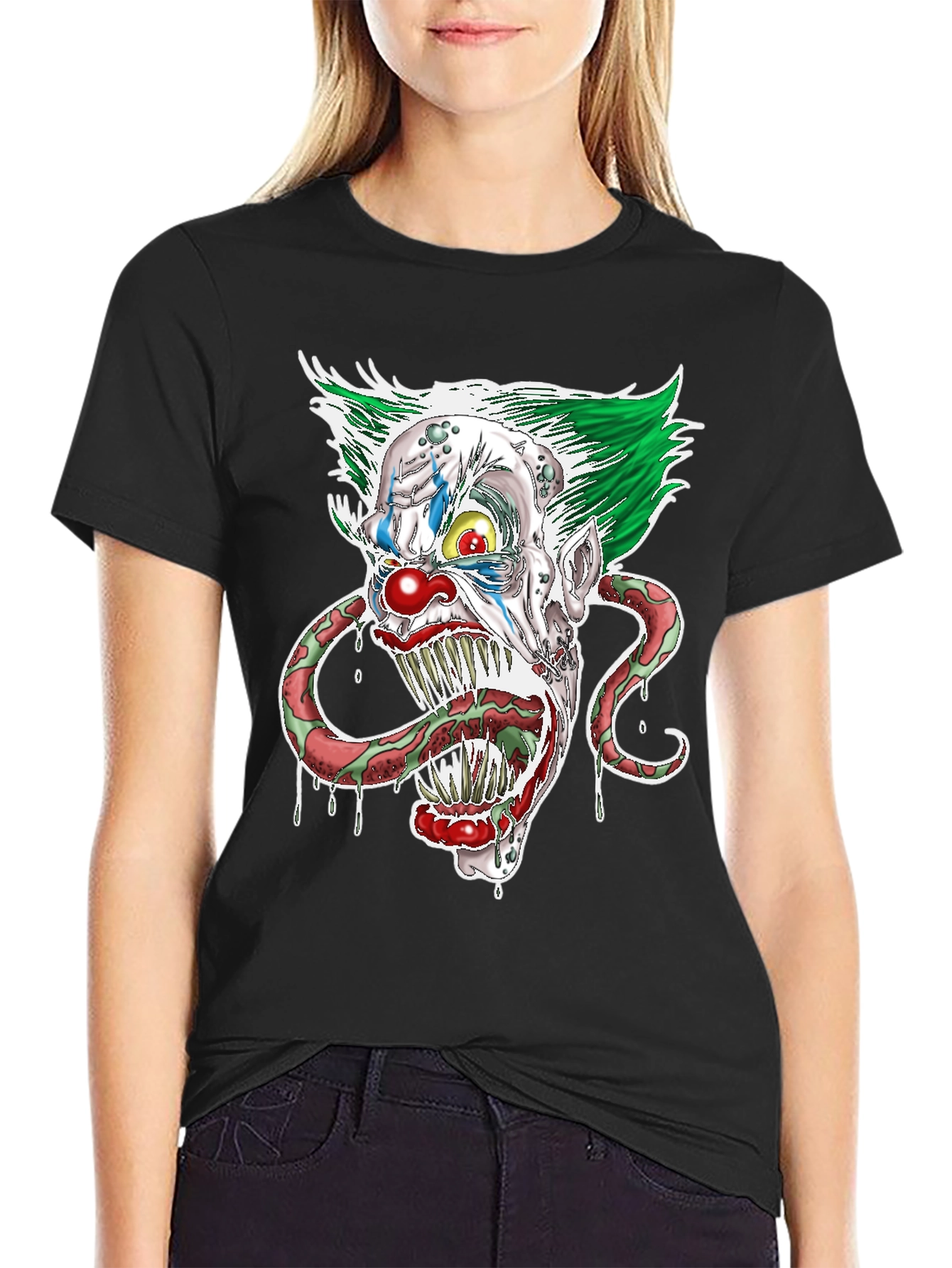 Creepy Clown Head Graphic Tee - Horror Clown Shirt