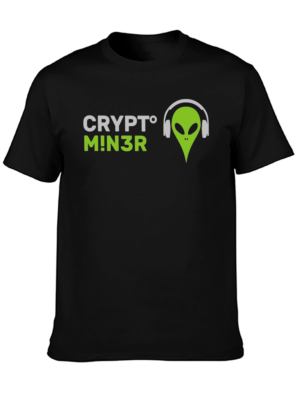 Crypto Miner Alien Graphic Tee - Black T-Shirt