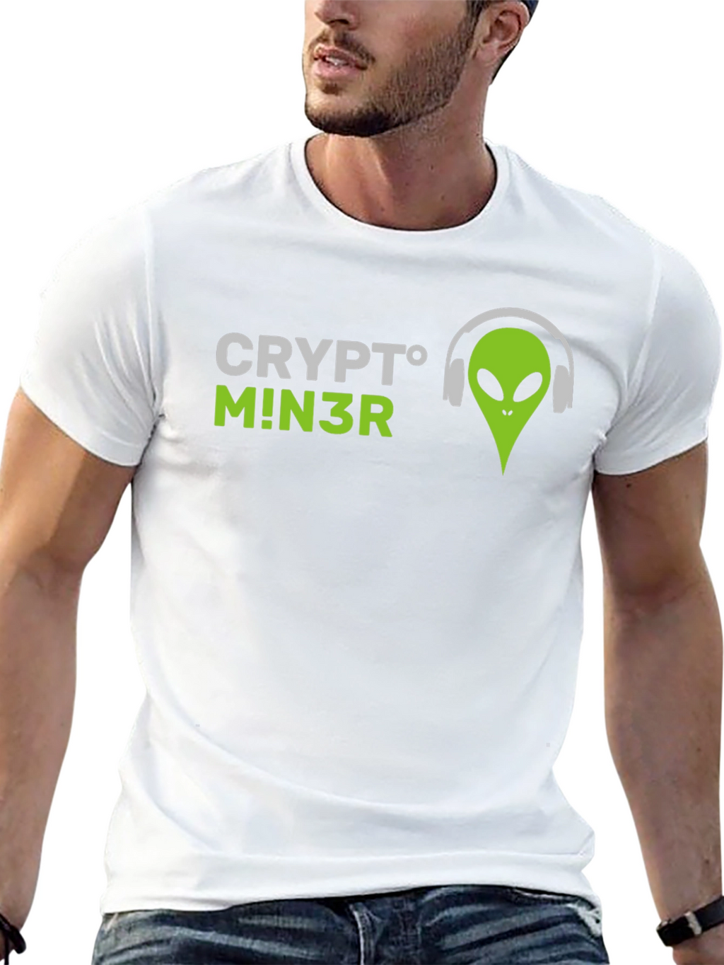 Crypto Miner Alien Graphic Tee - Black T-Shirt