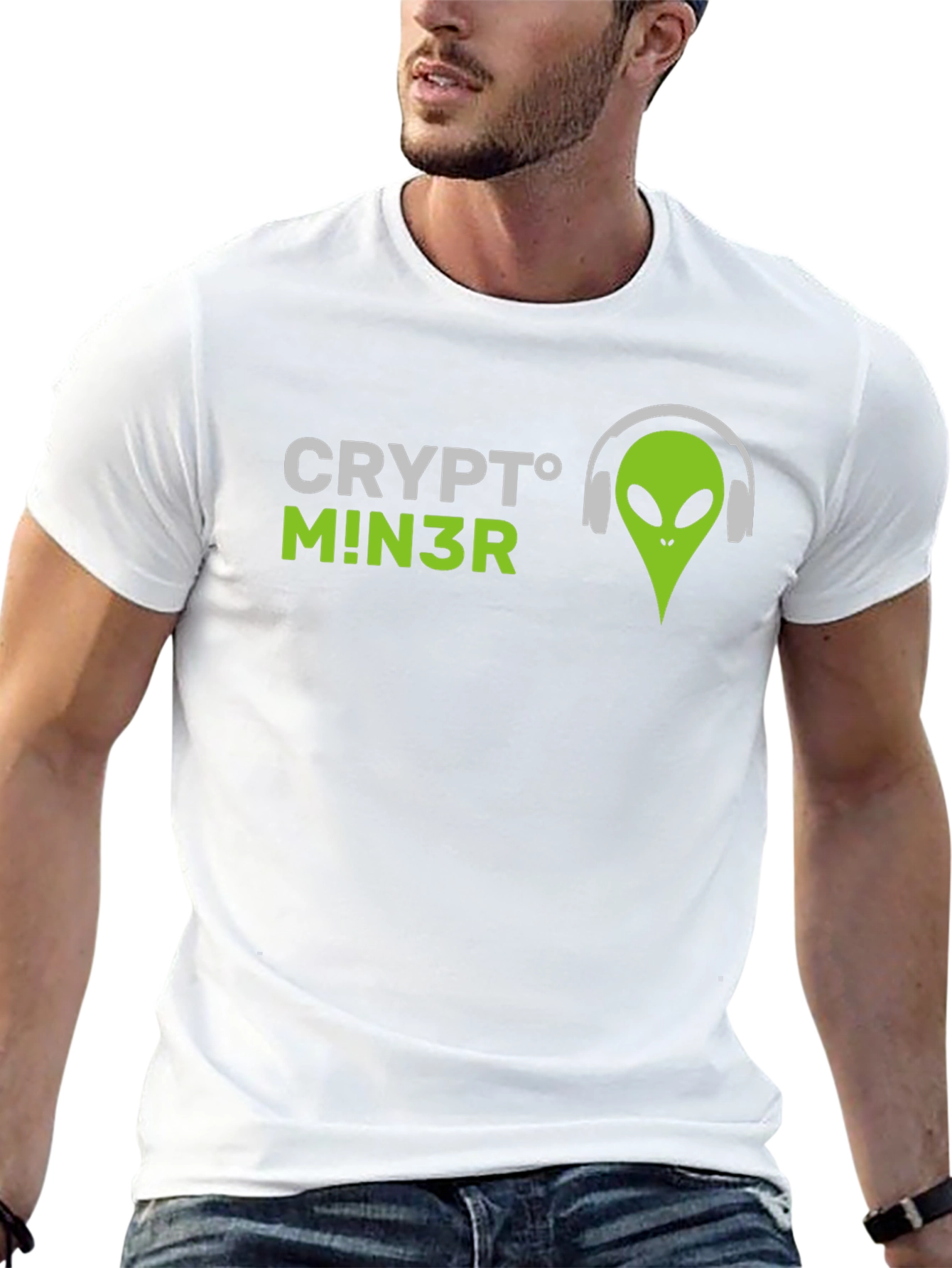 Crypto Miner Alien Graphic Tee - Black T-Shirt