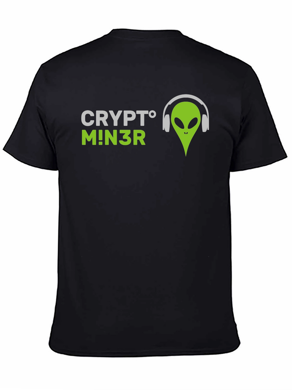 Crypto Miner Alien Graphic Tee - Black T-Shirt