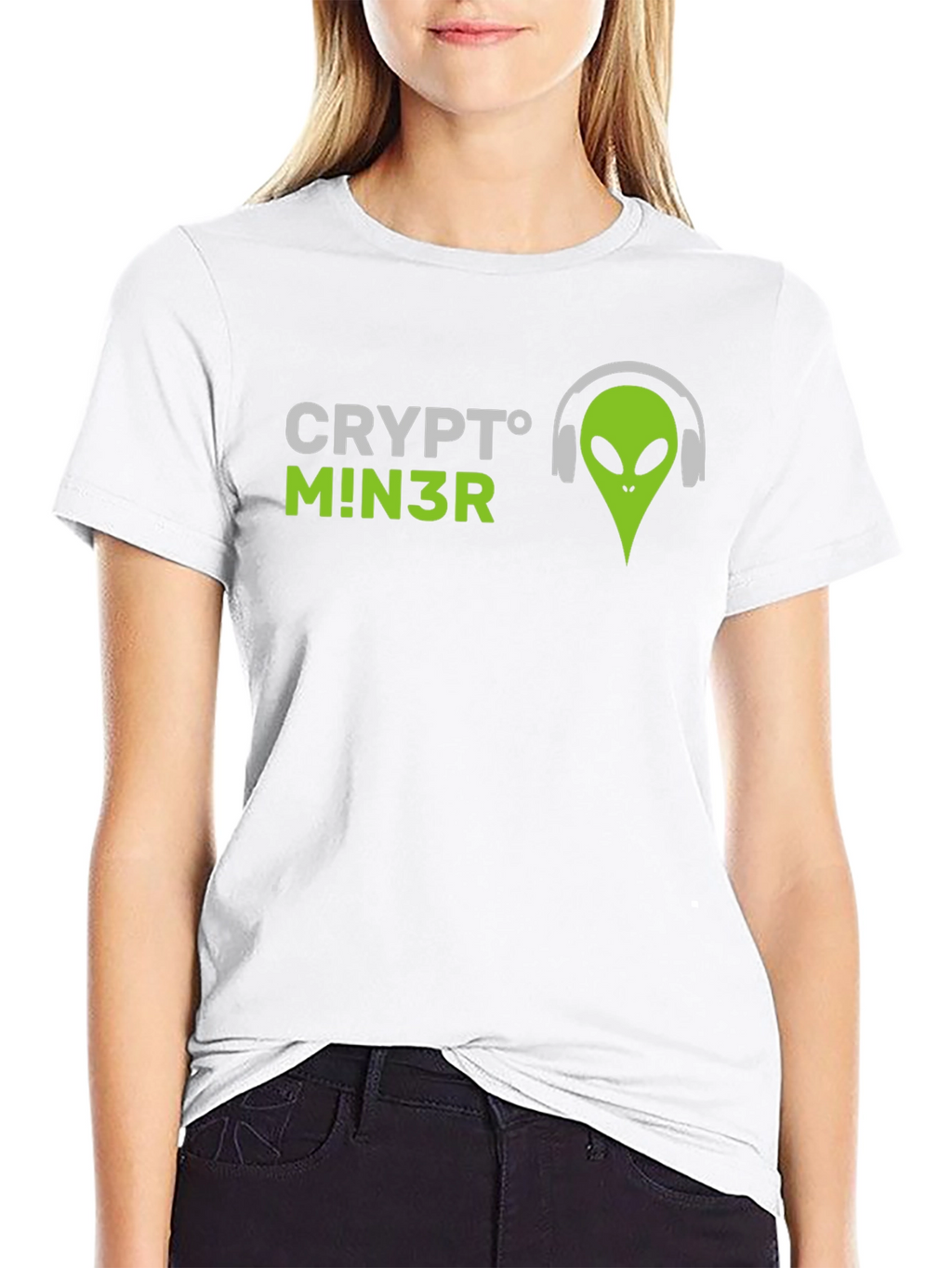 Crypto Miner Alien Graphic Tee - Black T-Shirt