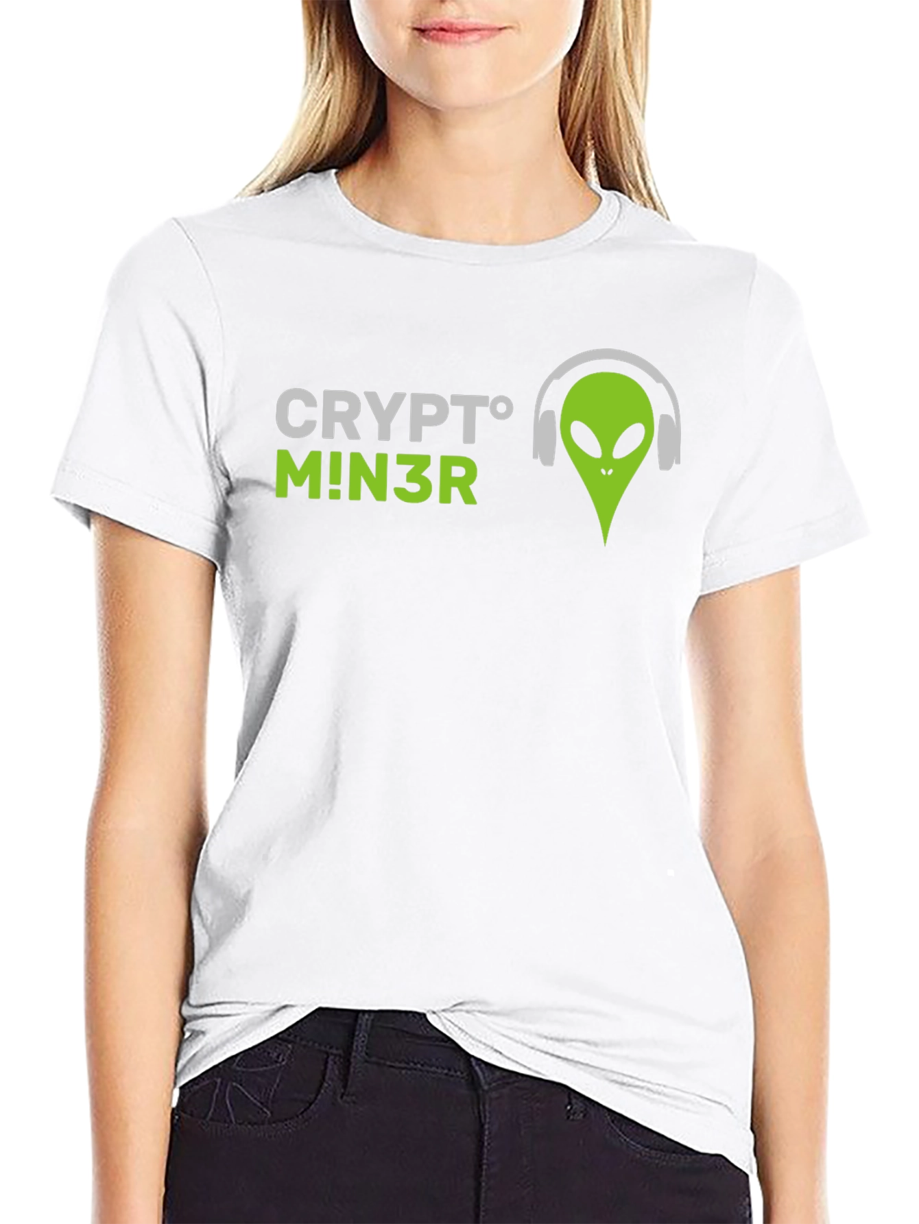 Crypto Miner Alien Graphic Tee - Black T-Shirt