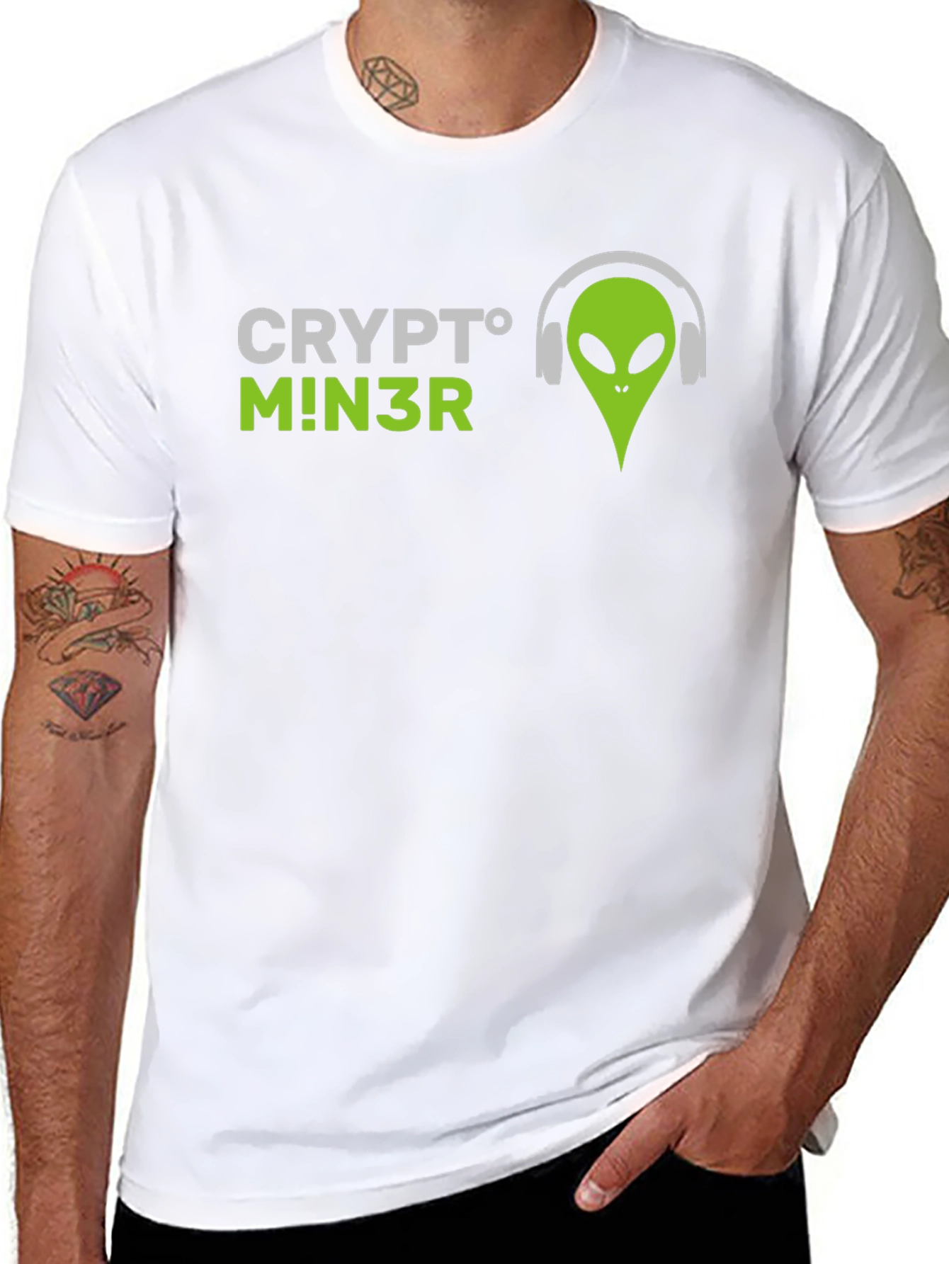 Crypto Miner Alien Graphic Tee - Black T-Shirt