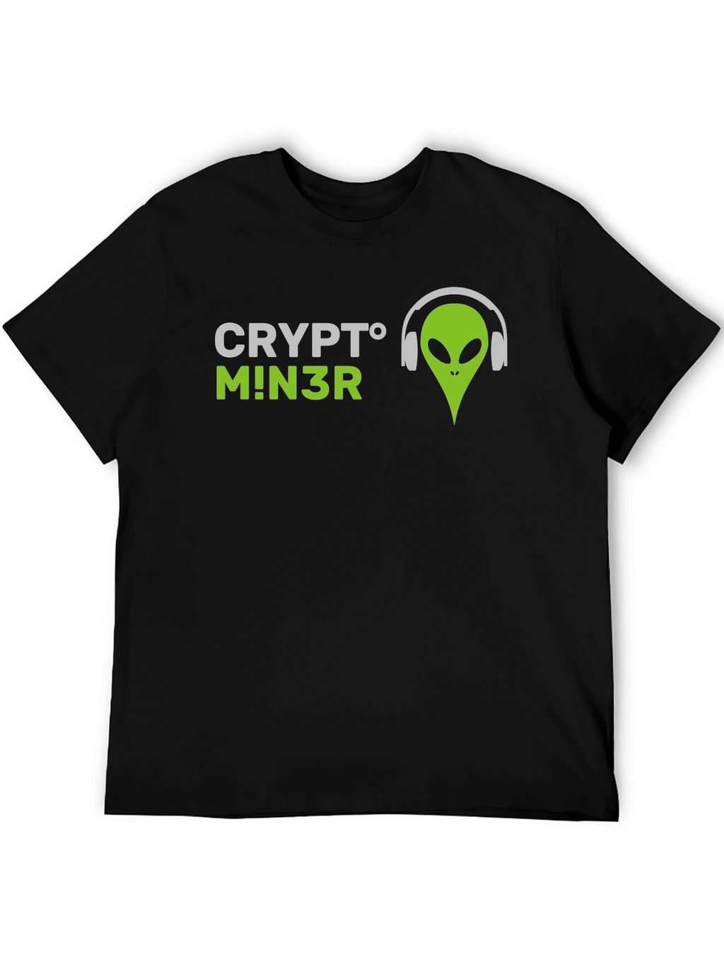 Crypto Miner Alien Graphic Tee - Black T-Shirt