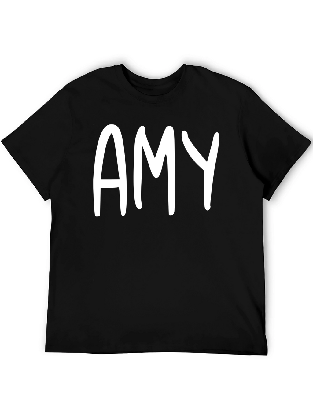 Personalized Amy White Letter Print Black Unisex T-Shirt