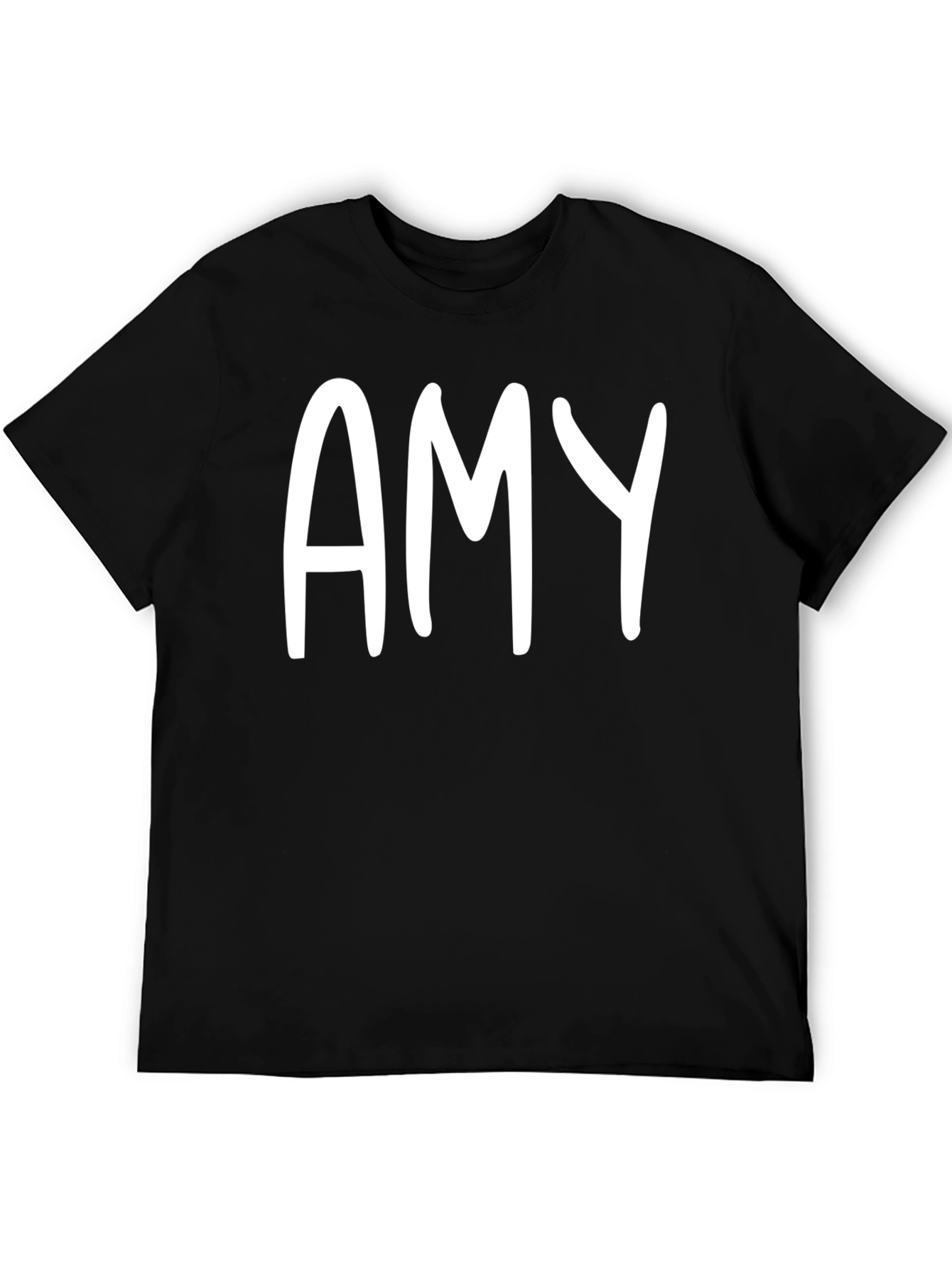 Personalized Amy White Letter Print Black Unisex T-Shirt
