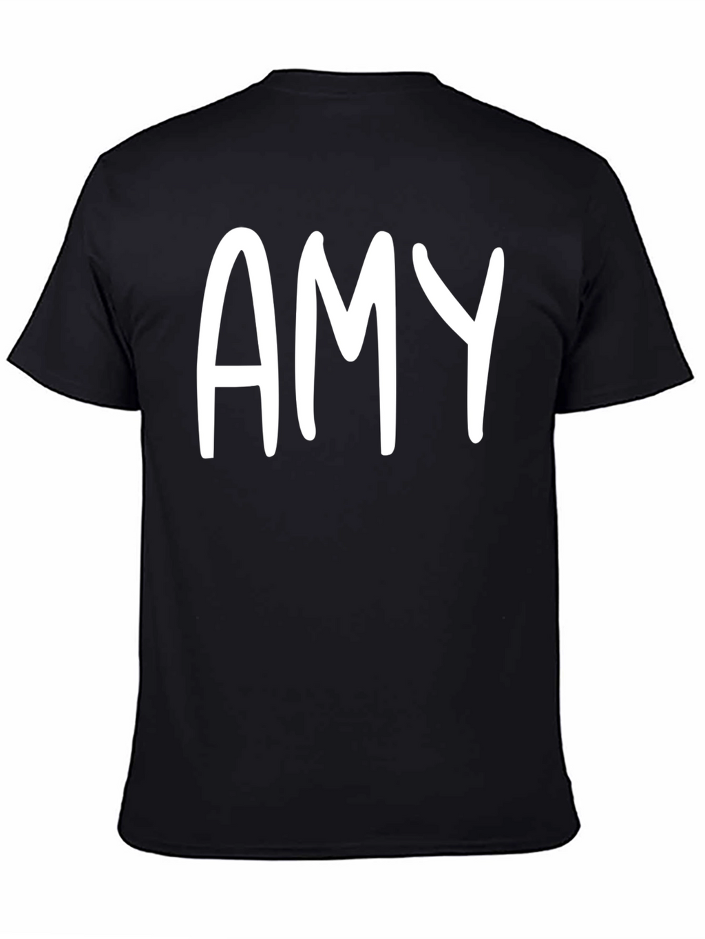 Personalized Amy White Letter Print Black Unisex T-Shirt