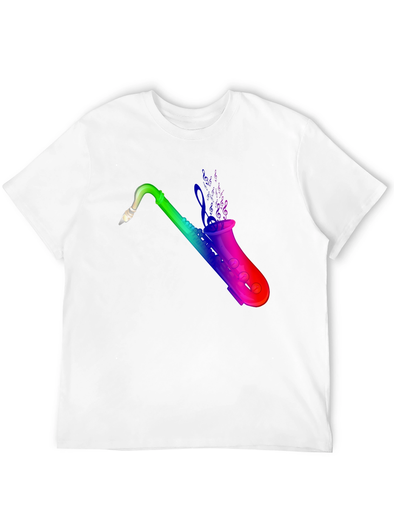 Rainbow Saxophone Graphic Black T-Shirt