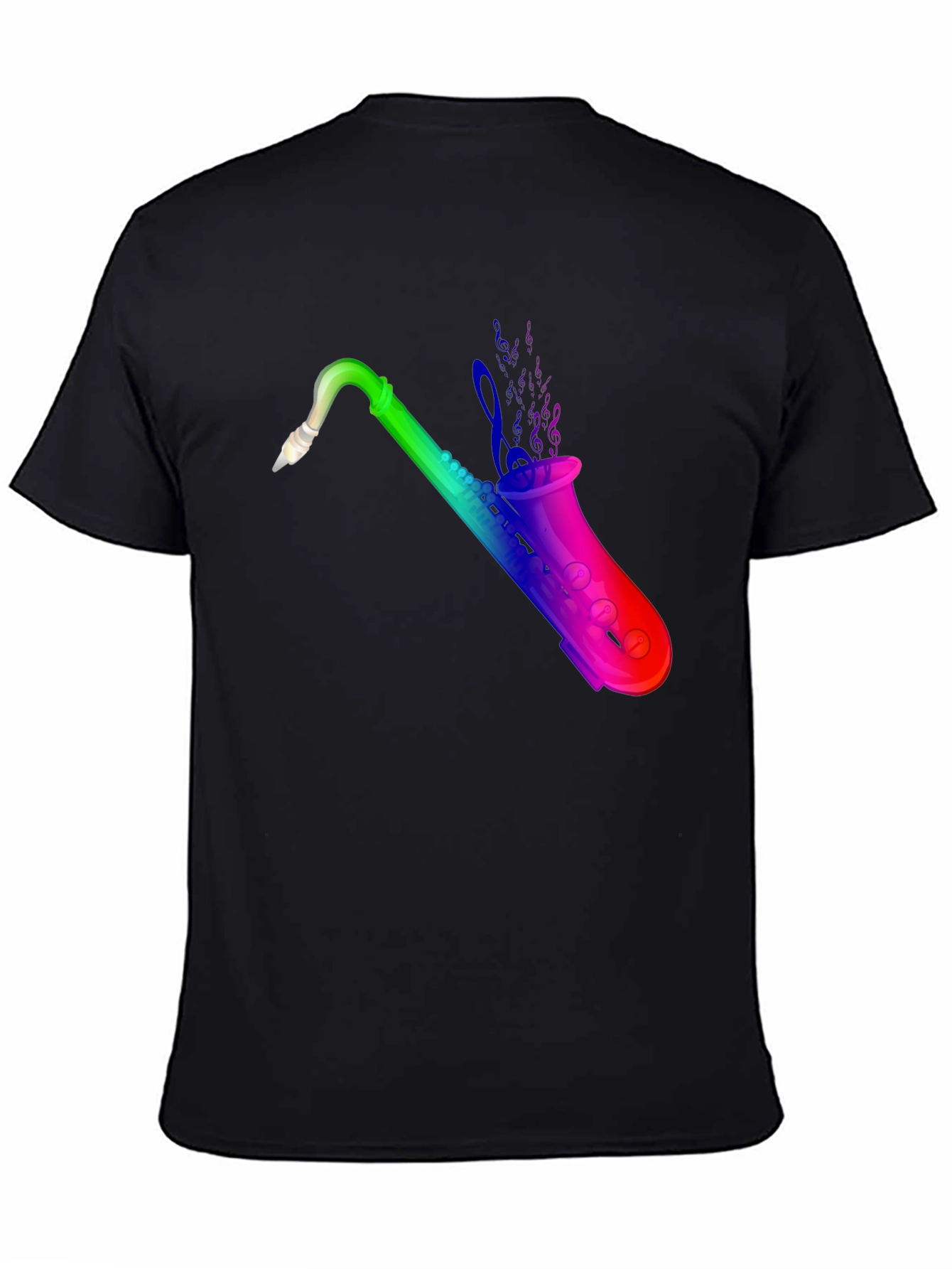 Rainbow Saxophone Graphic Black T-Shirt