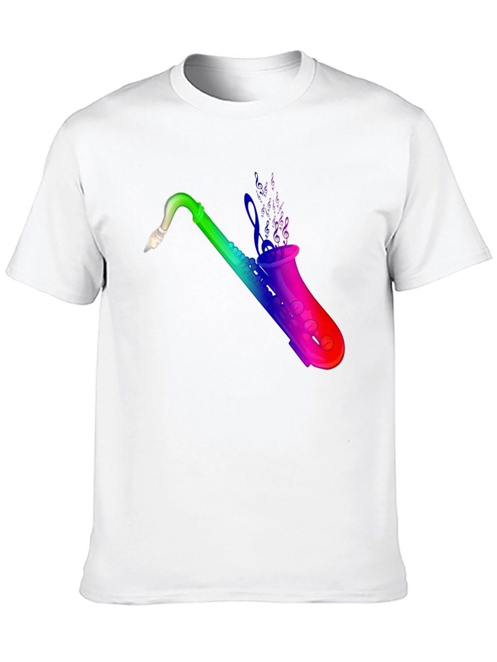 Rainbow Saxophone Graphic Black T-Shirt