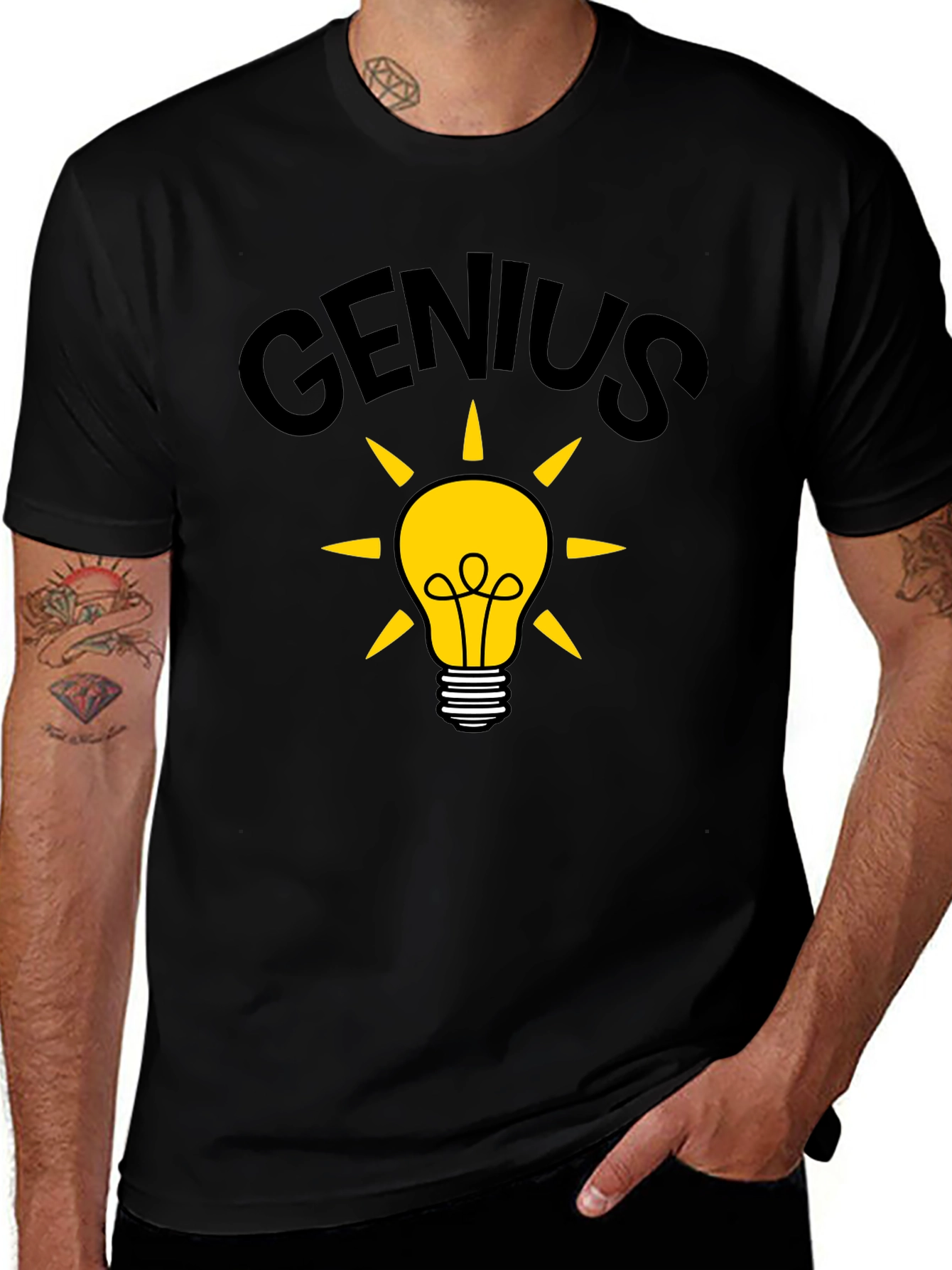 Genius Idea Light Bulb T-Shirt - Black Cotton Tee
