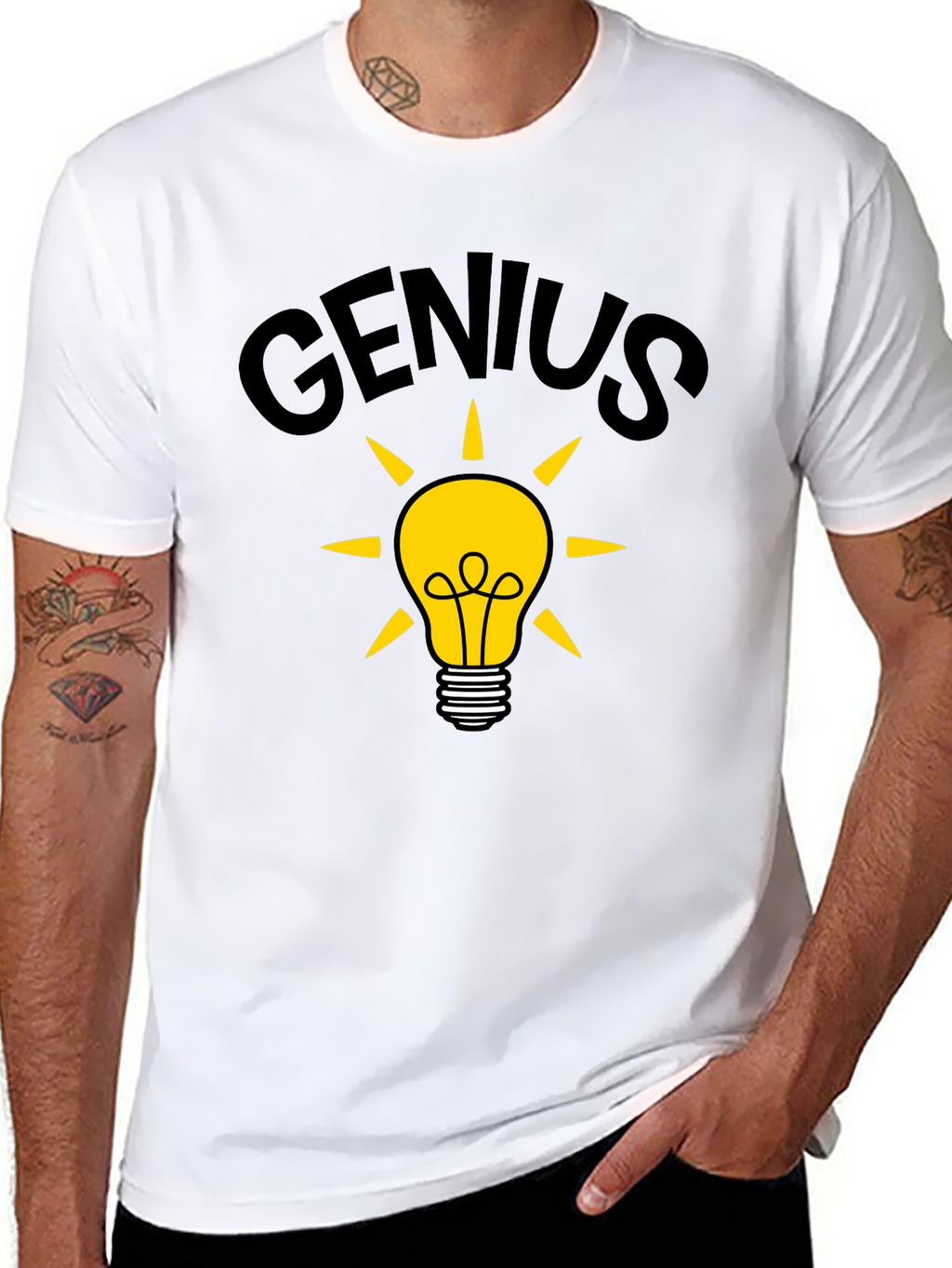 Genius Idea Light Bulb T-Shirt - Black Cotton Tee