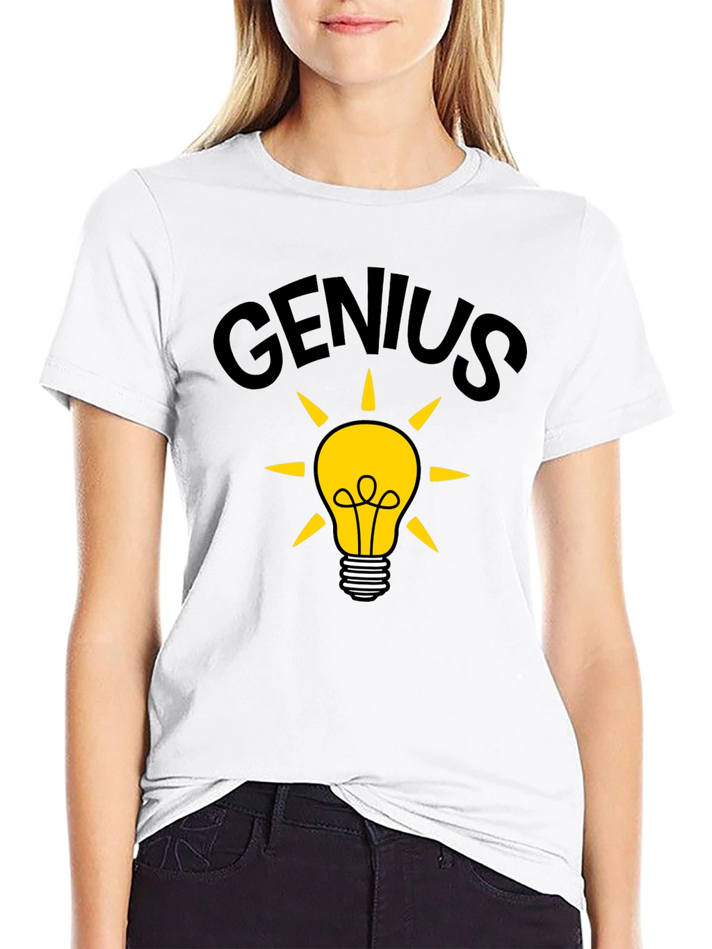 Genius Idea Light Bulb T-Shirt - Black Cotton Tee